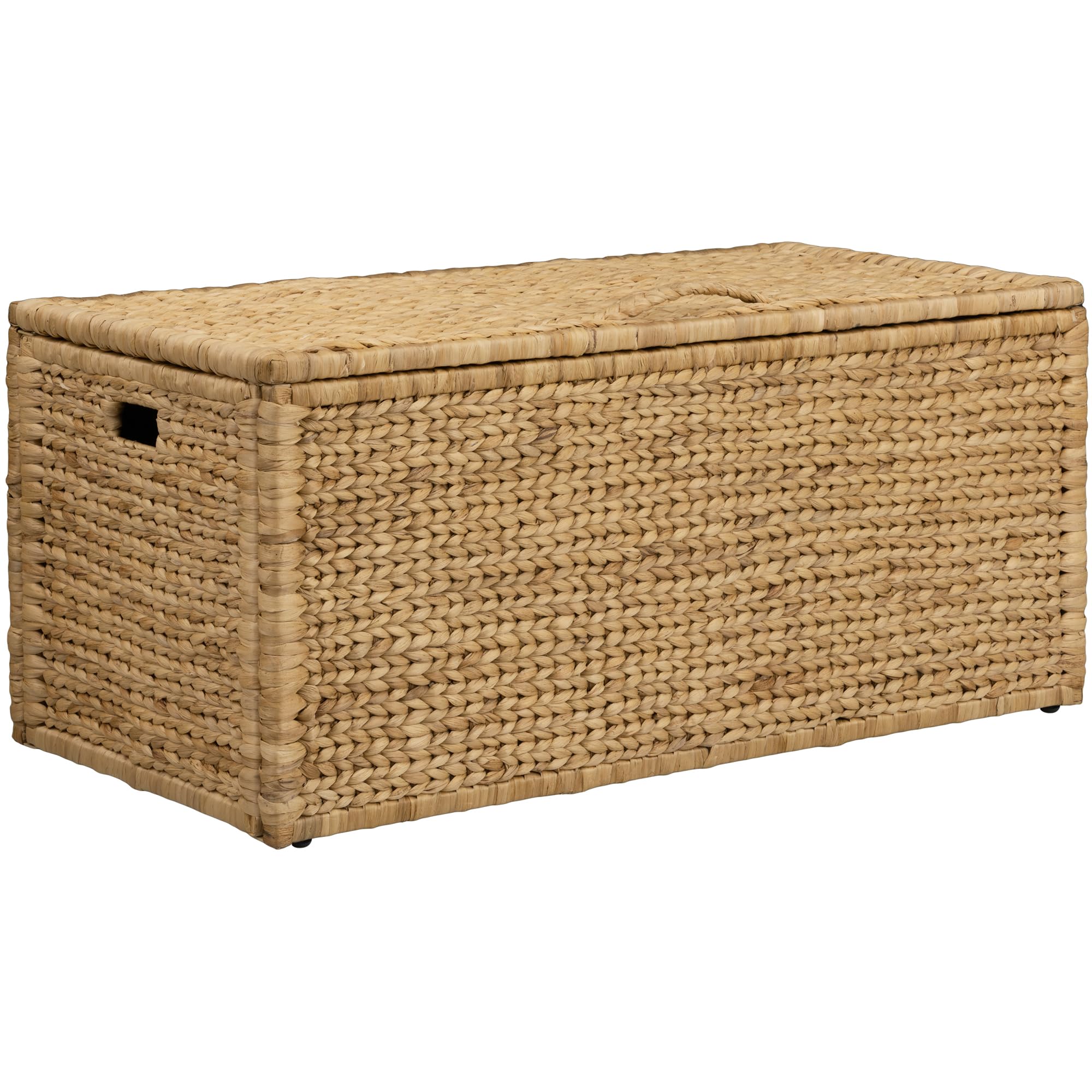 eHemco Baúl de almacenamiento de mimbre de jacinto de agua resistente con marco de metal, 42 x 20 x 18.5 pulgadas, natural