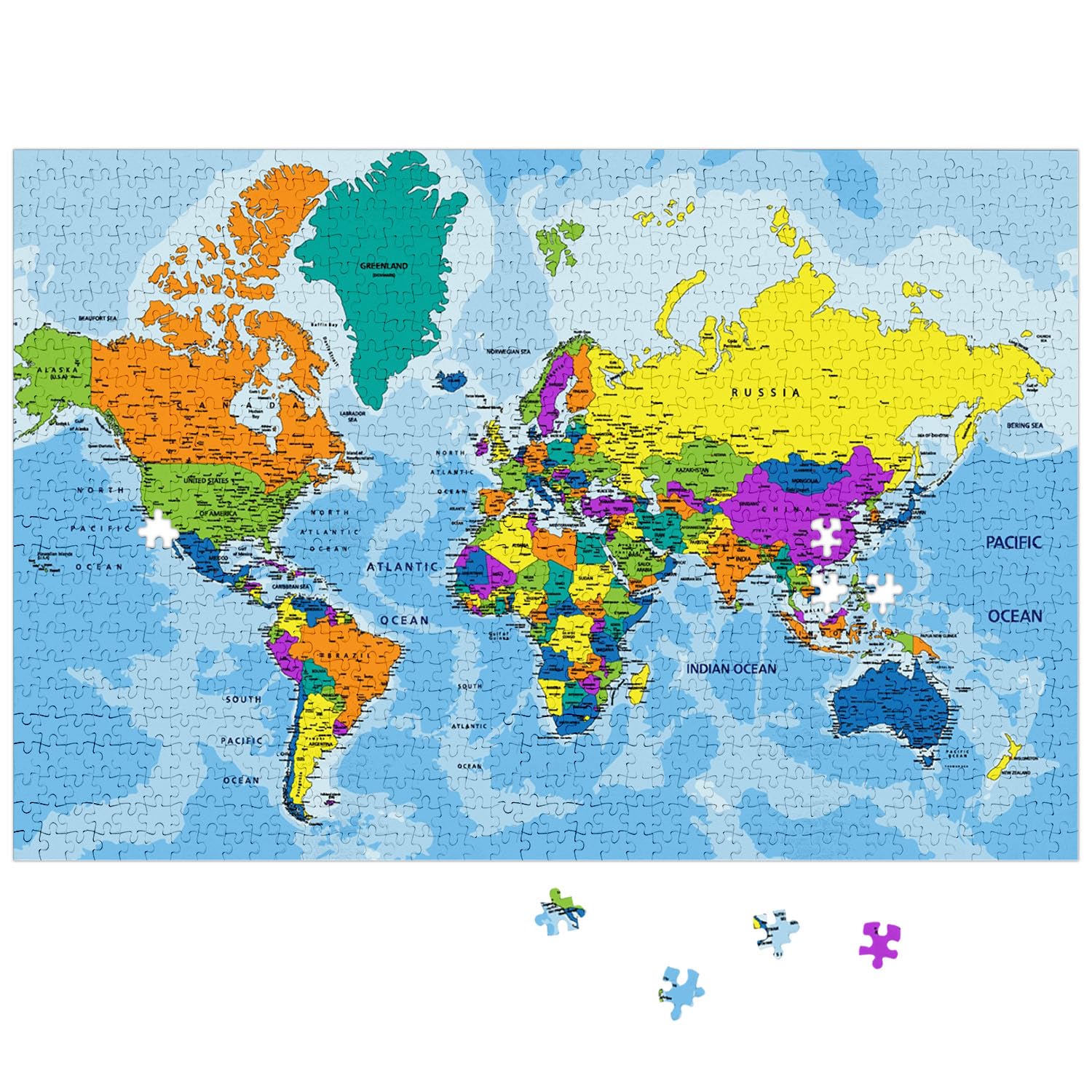 Photo 1 of ***FACTORY SEALED ***
500 Piece Jigsaw Puzzles with Storage Bag, World Map Patterns, Family Fun Activity 20.5x14.9in, Alphabet Coded Back, Premium Quality 1MM Thick Board, Includes Reference Poster