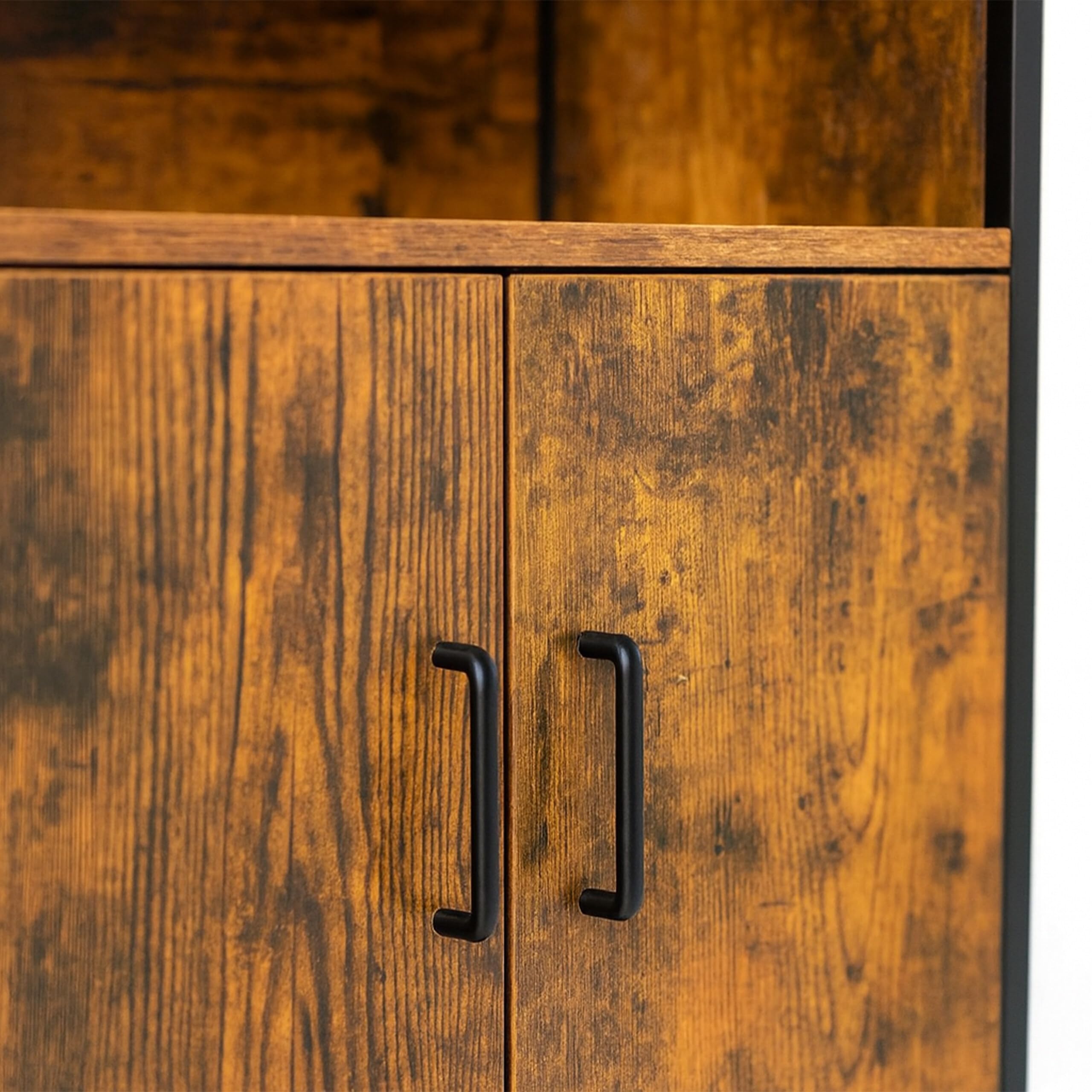 Armadio da Cucina Relaxdays, Stile Industriale, scaffale con Ante, HLP: 124,5 x 60 x 35 cm, Mobile Vintage, Marrone