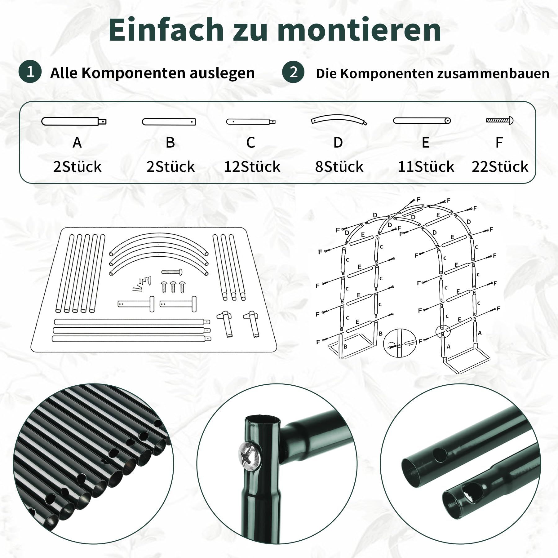 Rosenbogen aus Metall Stabil Gartenbogen mit Abnehmbarer Basis,Garden Arch Gartenbogen Rankgitter Metall 230 x 180 x 38 cm für Geburtstage Hochzeiten Romantische Abend