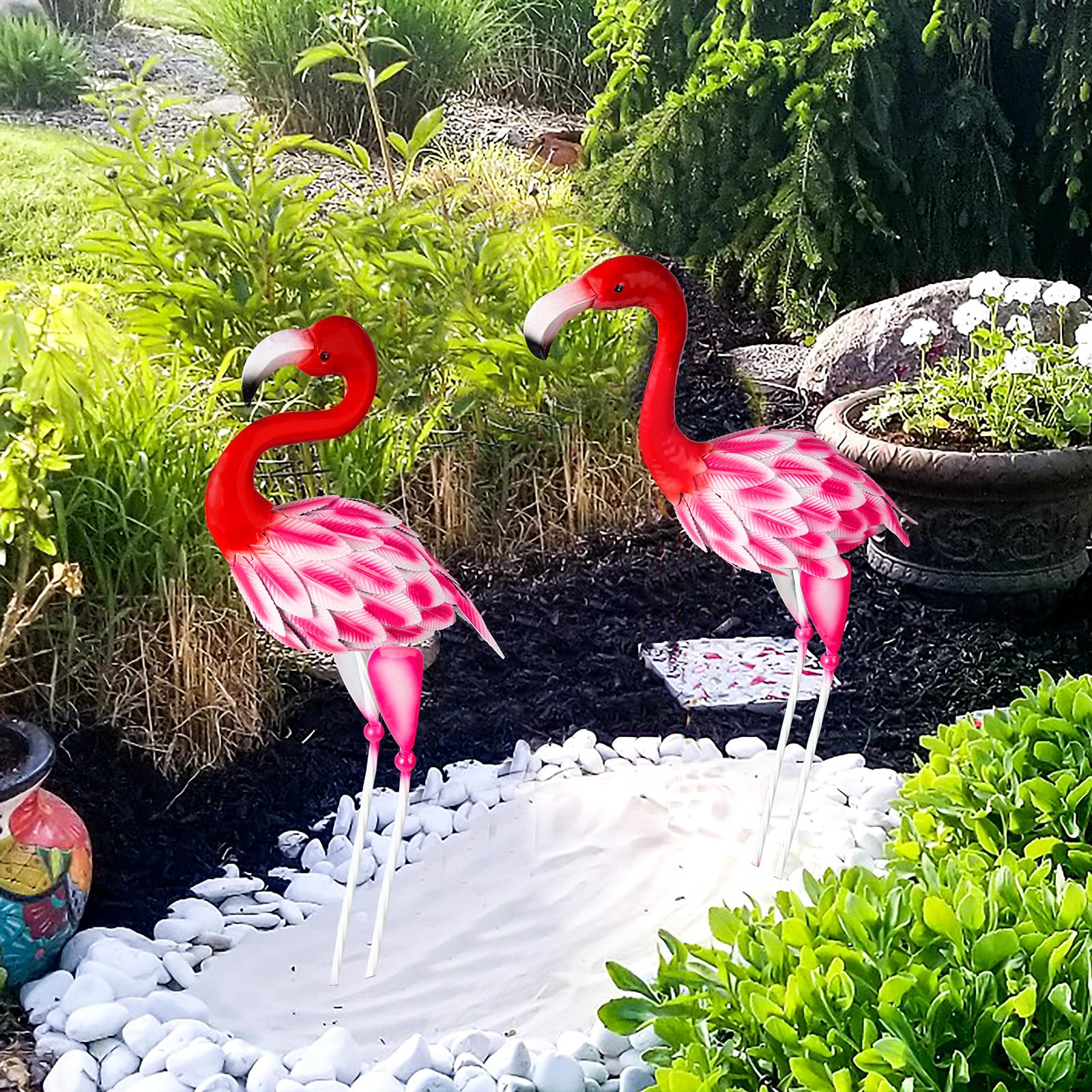Flamingo Razor Yard Art Decorations Pink Flamingo Lawn Ornaments - Set Of 2 Metal  Garden Statues For Outdoor Yard Decor Pink Flamingo Decor Holiday Decor, image size:1600x1600