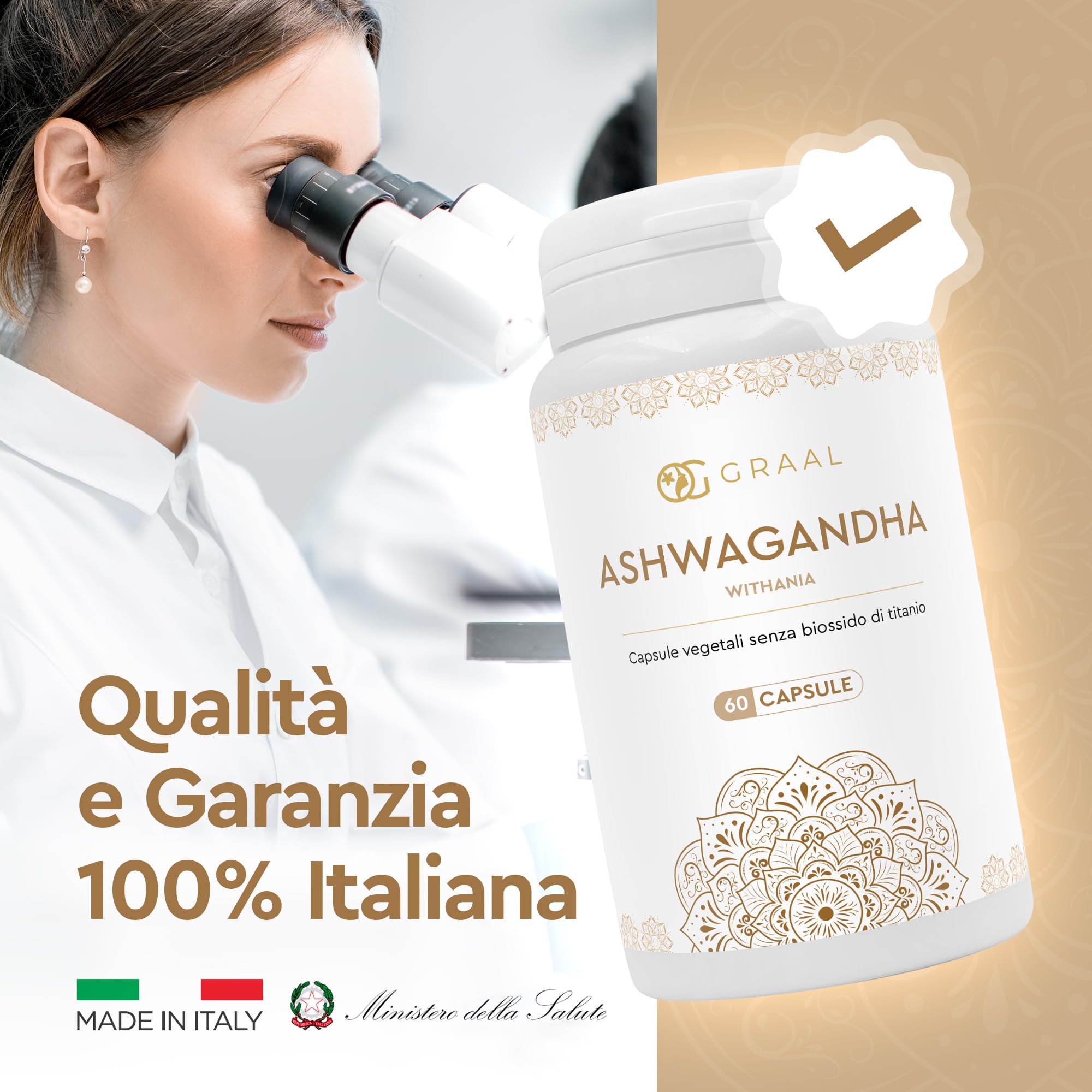 Graal Ashwagandha KSM-66 60 Capsule - Tonico Adattogeno Antistress, Migliora Sonno, Energia e Benessere Mentale, L’ashwagandha Ideale per Recupero Psico-Fisico