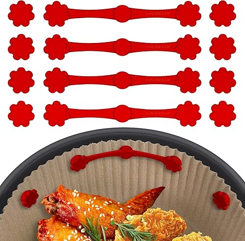 12 imanes para freidora de aire para papel pergamino, hebilla de silicona magnética para sujetar los forros de bloqueo, desechables de forma segura,