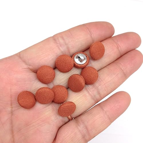 Vista 210 de PEPPERLONELY 10 piezas de tela de 0.394 in cubierta con botones redondos de vástago de metal, azul marino