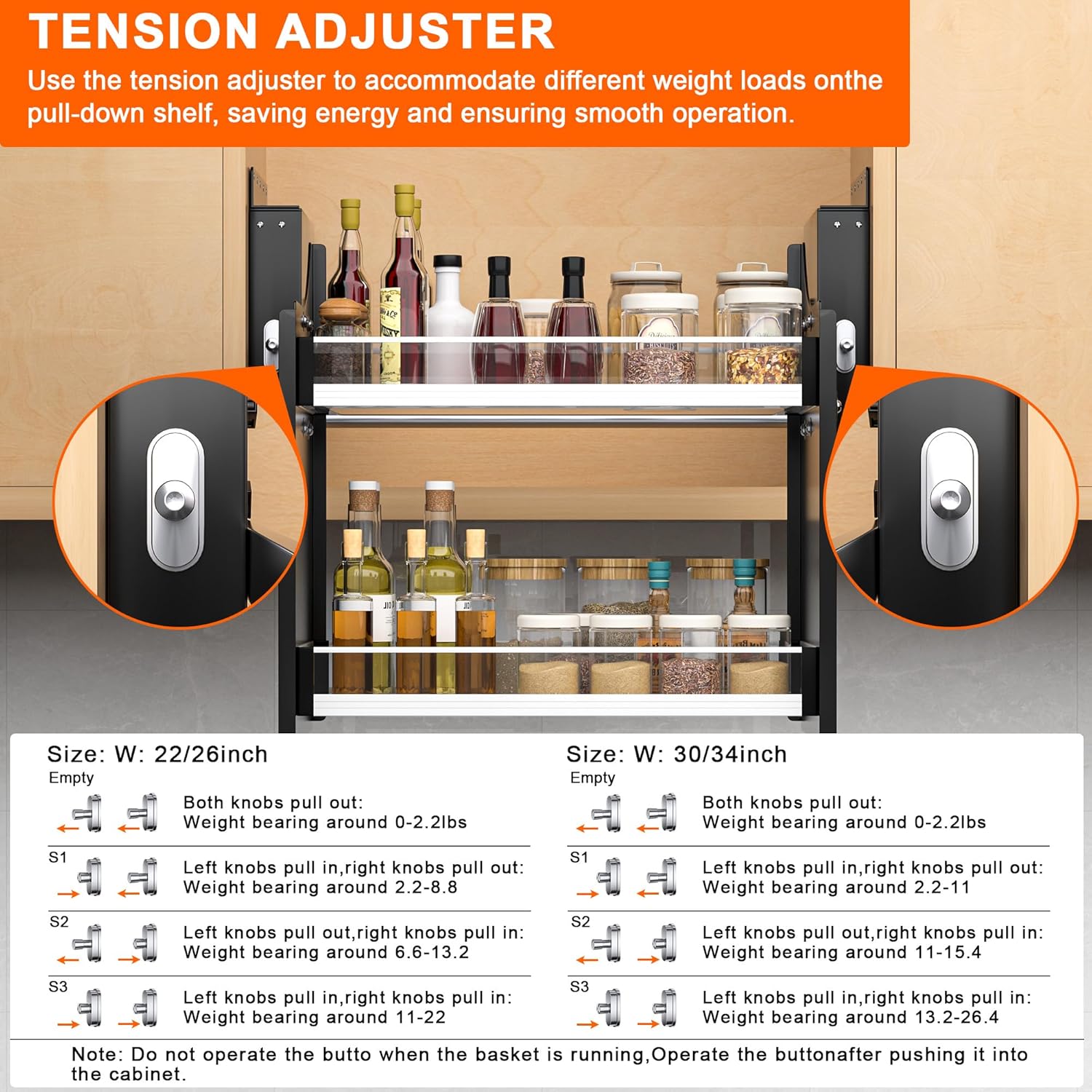 Pull Down Shelf,2-Tier Organizer for Upper Cabinets - Fits 22-24 Inch Wide Upper Cabinets, Heavy Duty Chrome Steel, Space Saving Storage Solution,Black