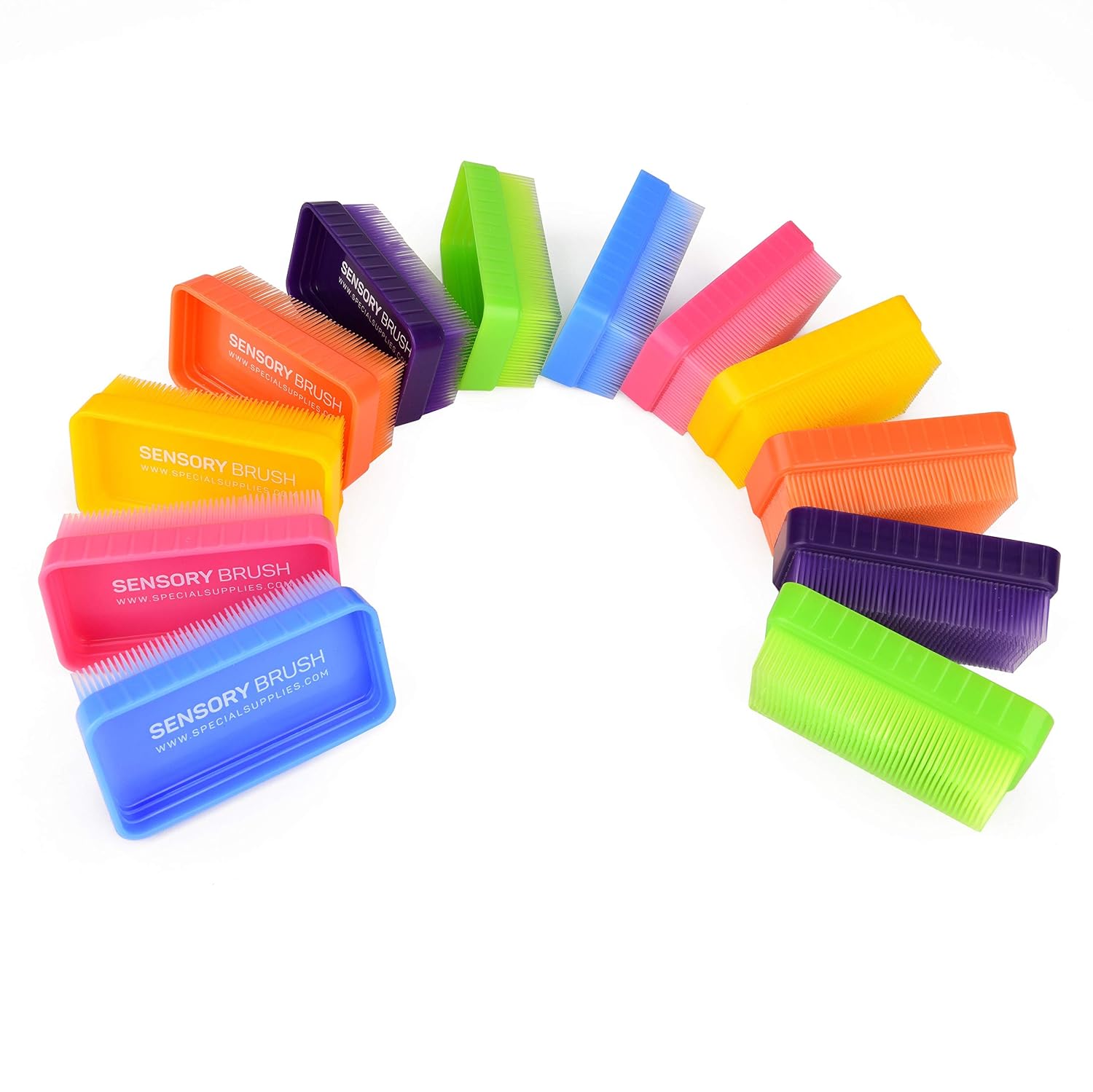 Special Supplies Sensory Brush Therapressure Therapy Brush for Occupational and Sensory Brushing, Stimulating, Calming Tools for Kids and Adults, Soft Flexible Bristles, Latex Free (Colored 12-Pack)