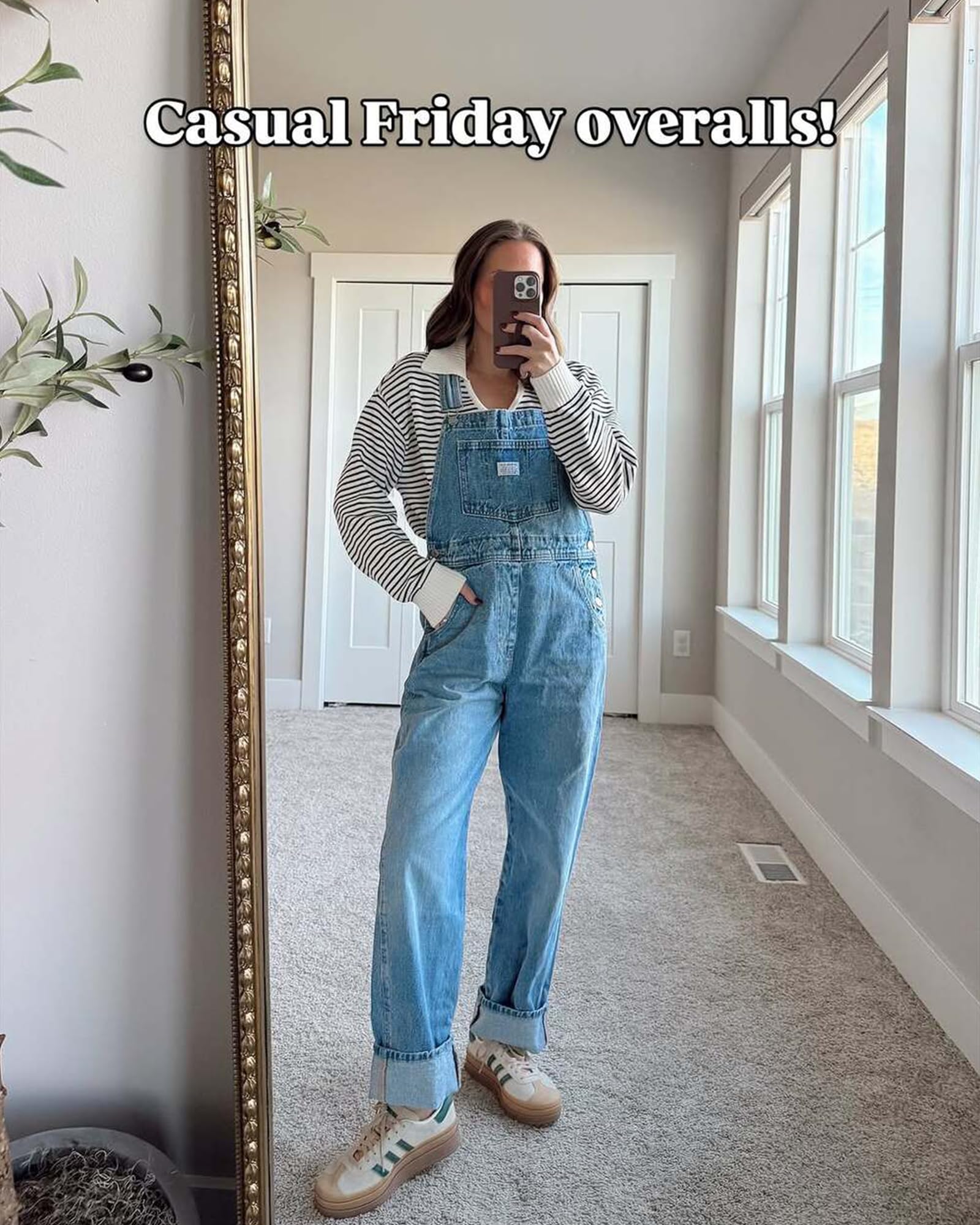 Fengbay Damen Jeans Latzhose Casual Baggy Gerades Bein Denim Bib | Verstellbaren Trägern Jumpsuit mit Taschen, Handy Patch Pockets, Lässiger Alltagslook für Jede Jahreszeit