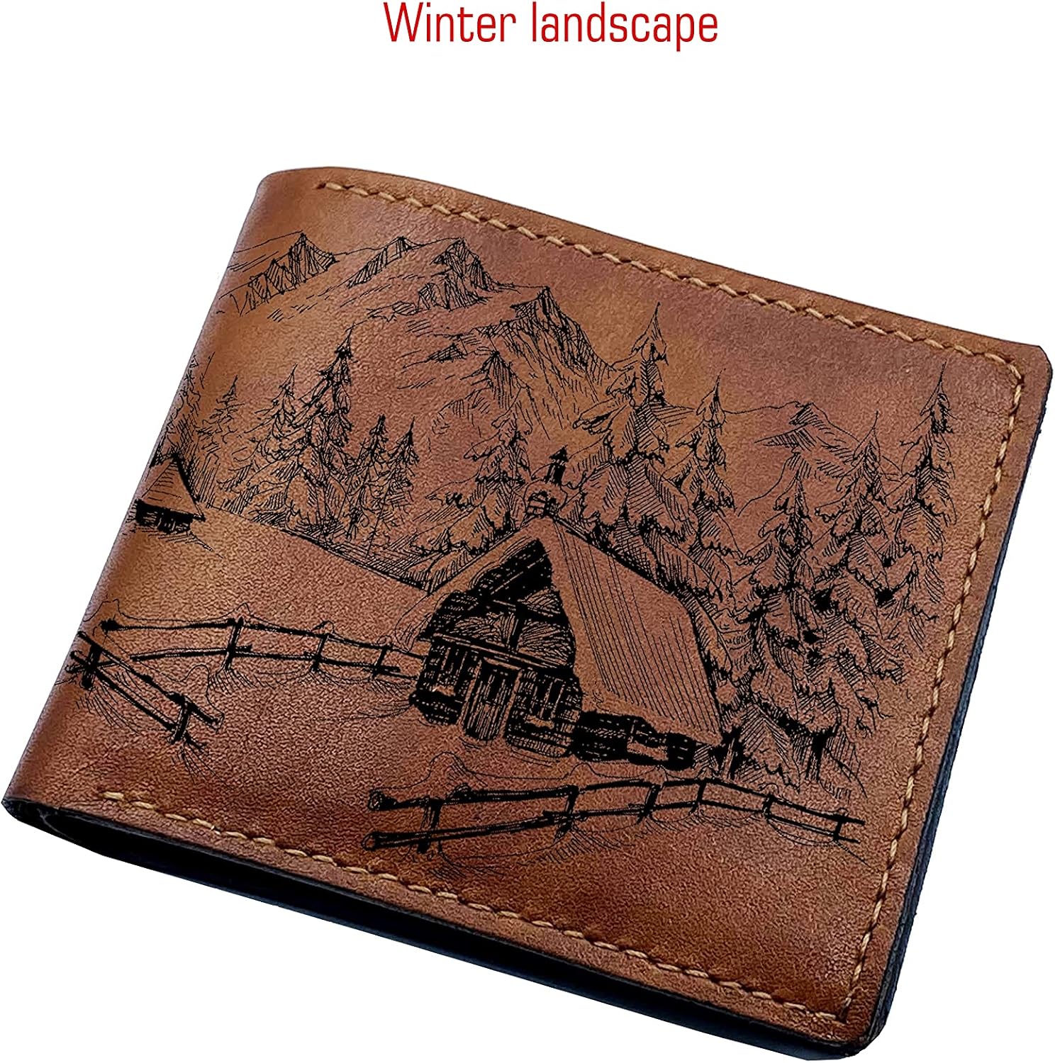 Unik4art - Personalized leather men's wallet, landscape nature scene wallet for men, gift for him, leather anniversary present