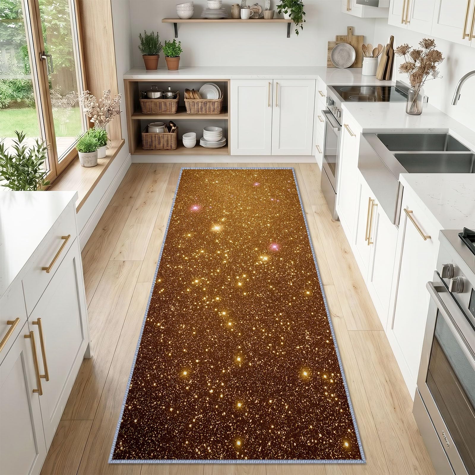 Alfombra moderna de lujo, antideslizante, 80 x 300 cm