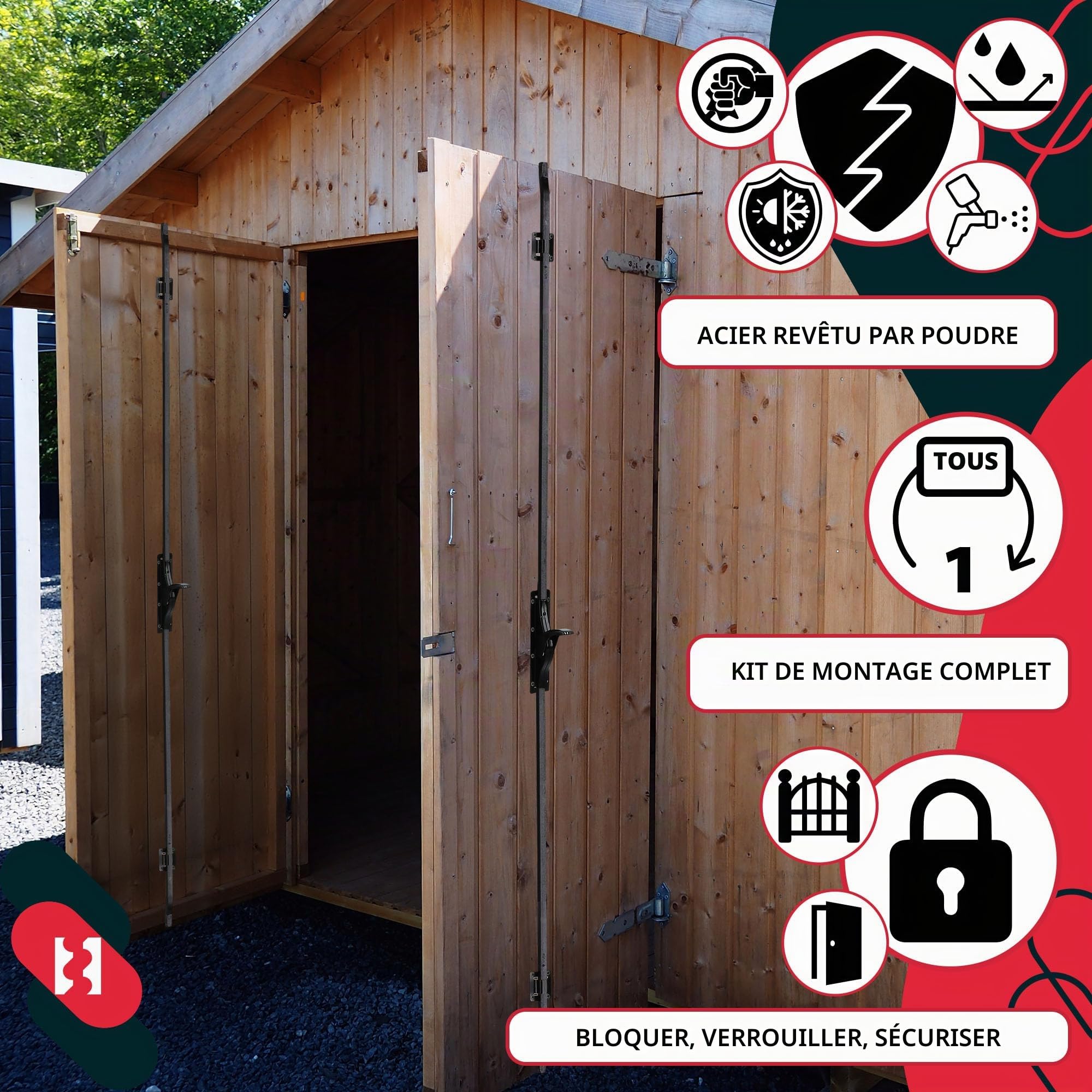 KOTARBAU® Verrou de portail - Kit d'accessoires de porte - Noir - 2500 mm