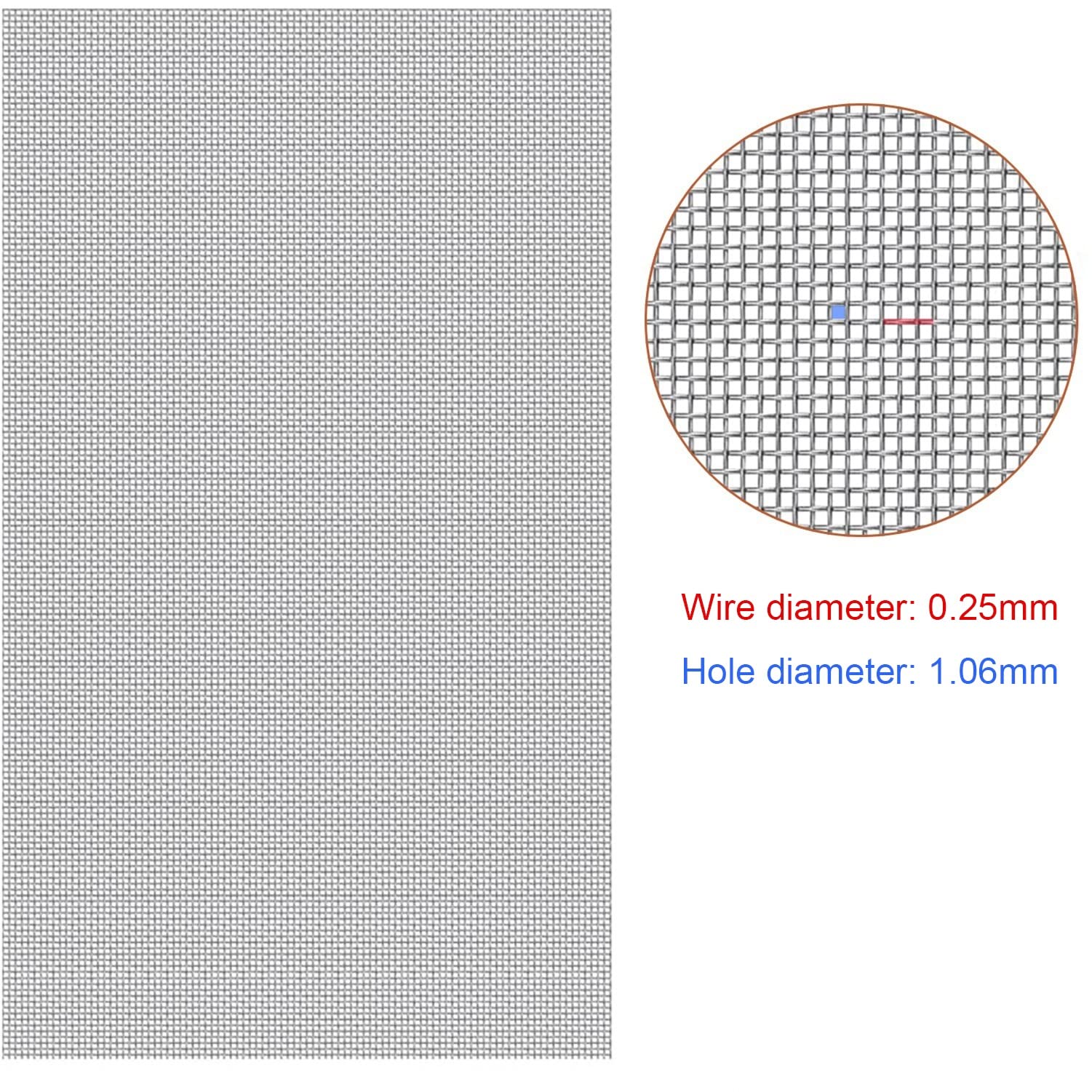 18 Mesh Rete Metallica Inox, Maglia In Acciaio Inossidabile Con Foro Per Maglie Da 1,06mm Foglio Filtrante, Resistente Alla Corrosione Maglia Del Roditore(1.2x6m)