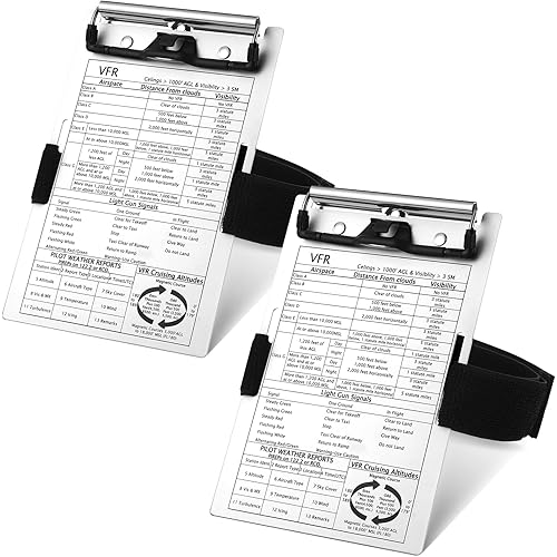 Eaasty 2 Set VFR Pilot Kneeboard Aluminum Aviation Kneeboard Pilot Notepad with Pen Holder and Elastic Strap for Pilot Writing
