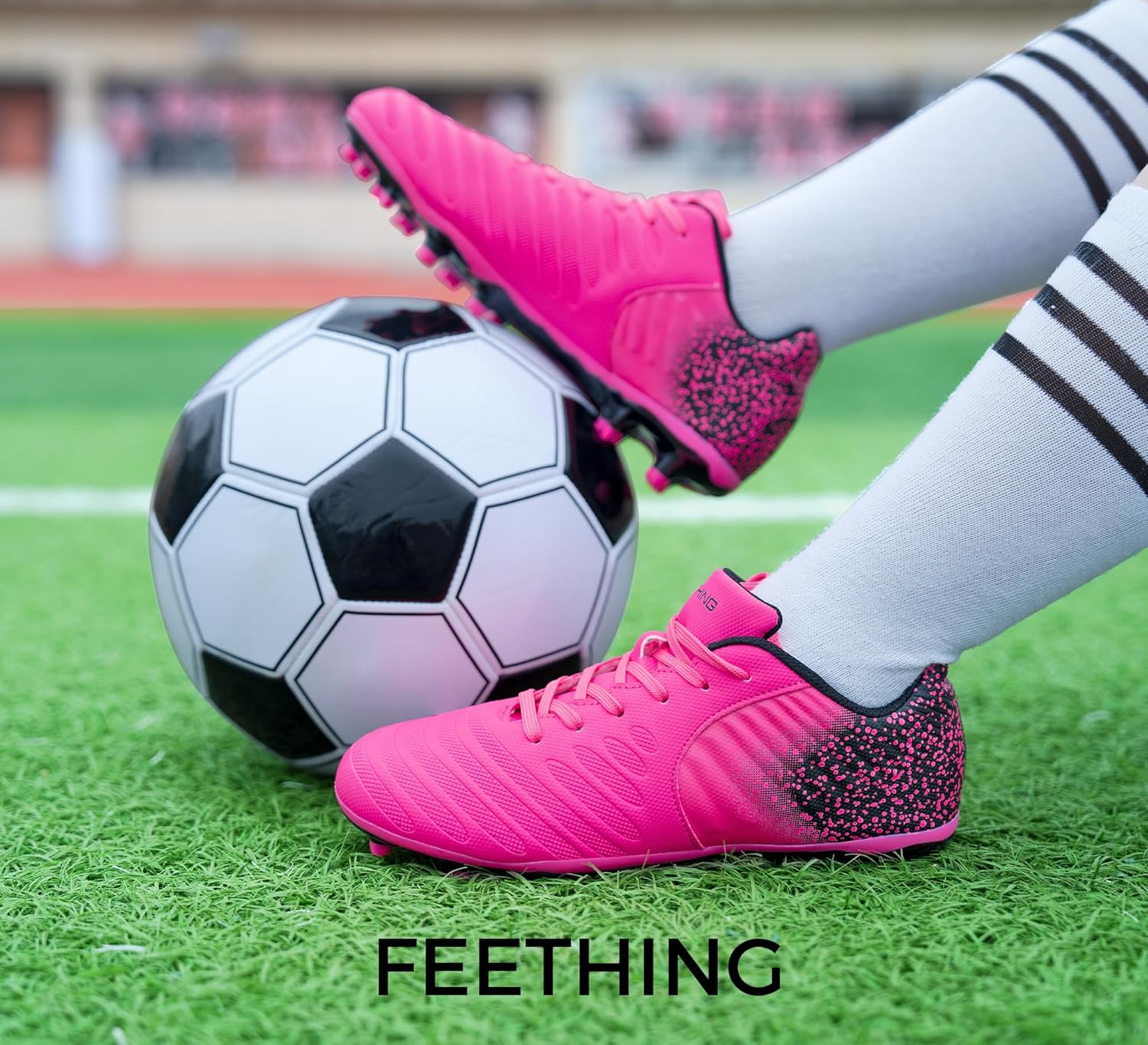 Women's Soccer Cleats Firm Ground, Lightweight Unisex Soccer Shoes for Adults Fits Men & Women