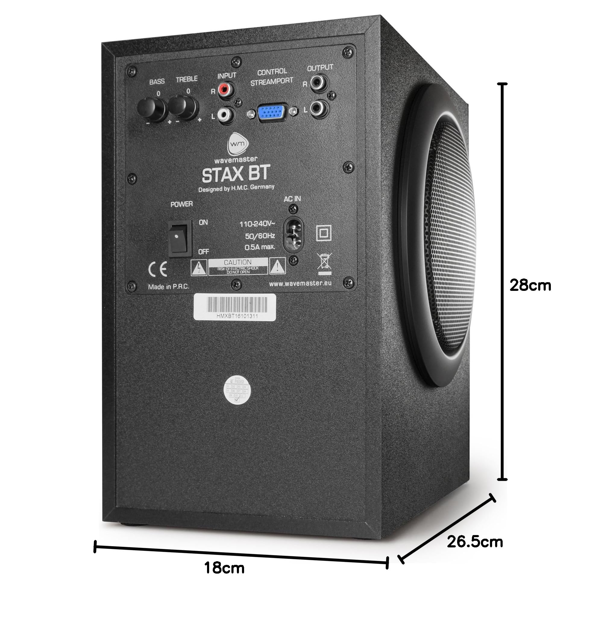 Wavemaster STAX BT - 2.1 Sístema de Altavoces Activos (46 Vatios) con Bluetooth - Ideal para el Uso con TV/Tableta/Smartphone/PC, Color Negro (66211)
