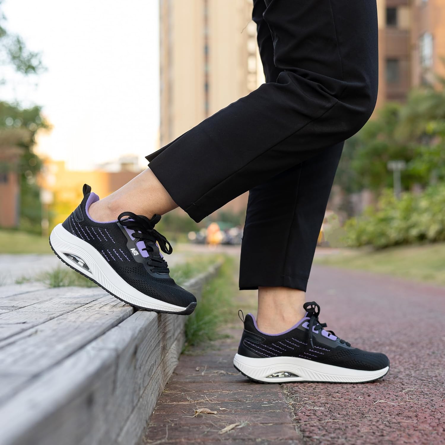 Women's Walking Shoes with Arch Support Orthotic Sneakers for Plantar Fasciitis Heel and Foot Pain Relief Tennis PurpleBlack Size 7 - Image 2