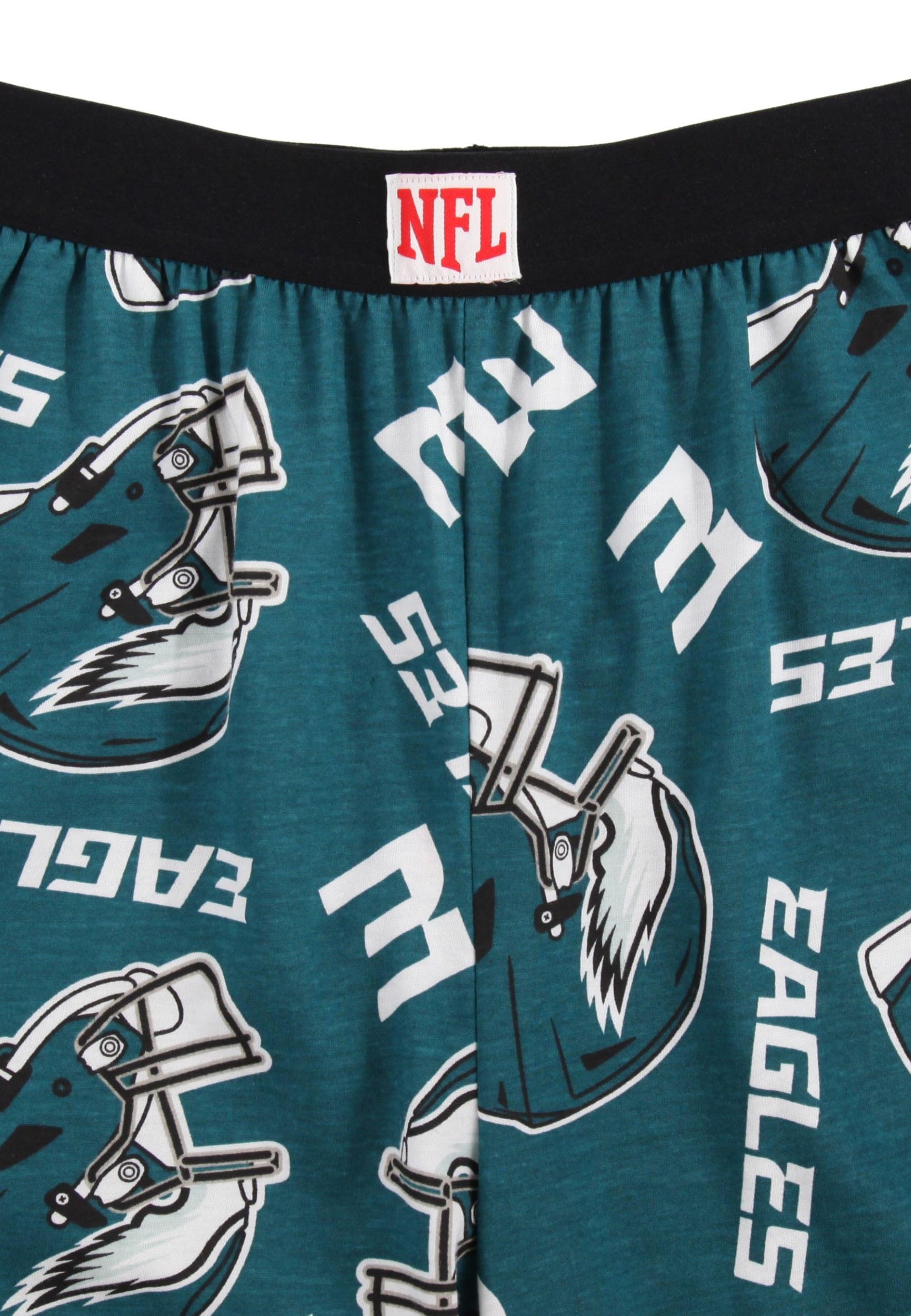 NFL Football Lounge Pants - Adults Unisex Midnight Green Eagles Helmet Print Cotton Fabric Pyjamas Bottoms for Loungewear Nightwear