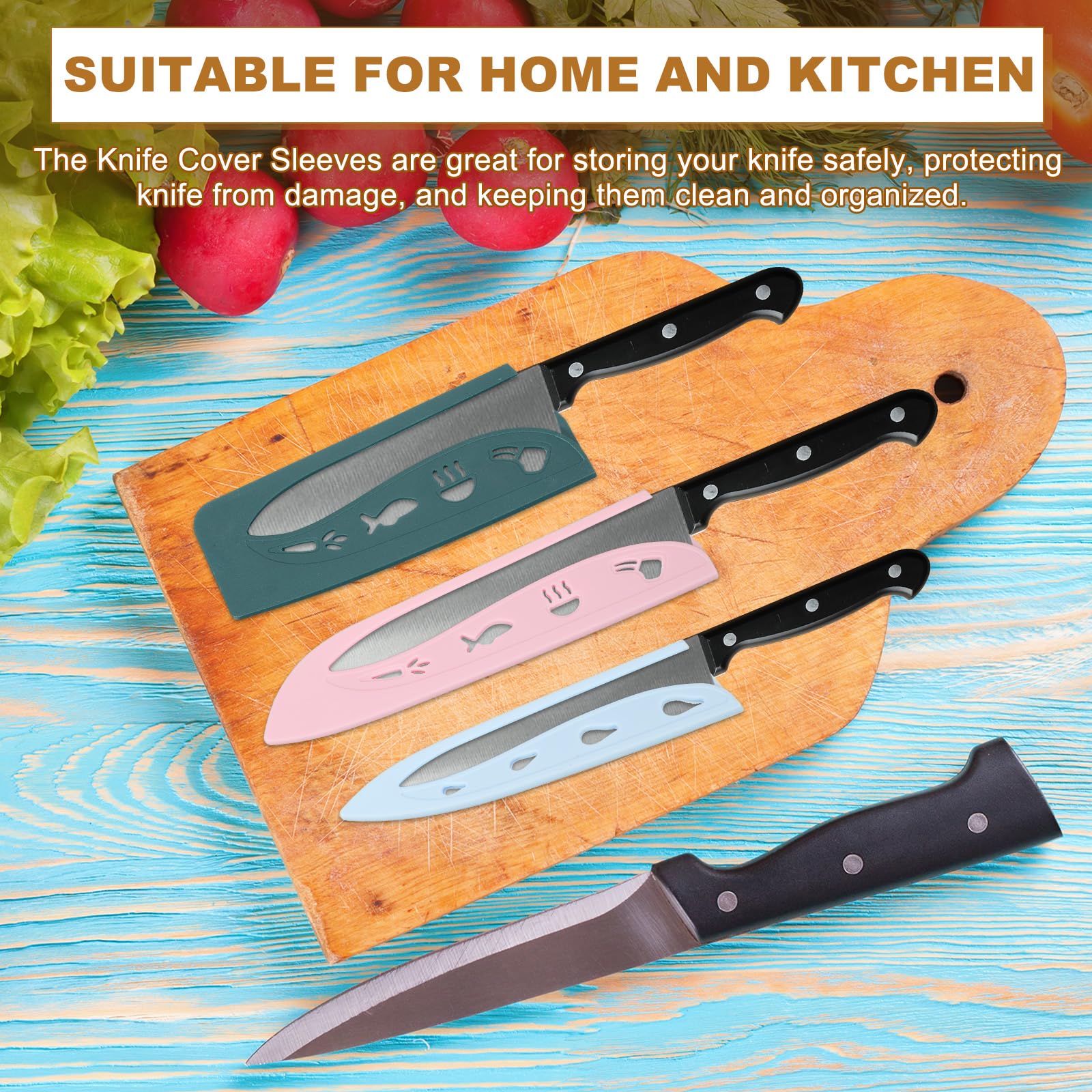 PATIKIL 3Pcs Copri Coltelli In Plastica Sicurezza Per Coltello Da 5" Universale Fodero Protettivo Lama Per Cucina E Bar, Nero