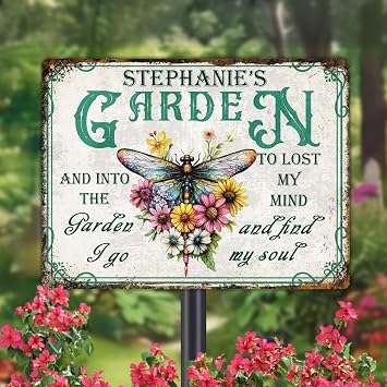 Personalized Metal Signs with Name Print in USA Custom Vintage Garden Sign Waterproof Deco Print for Wall Decor Metal Sign for Outdoor Patio Yard Decor Gift for Mom Grandma Style 05