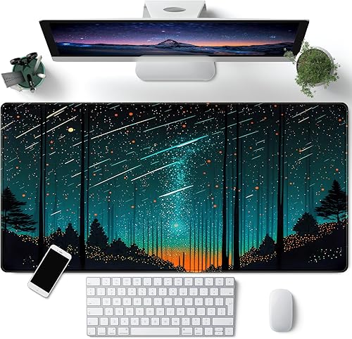 Miniatura 9 de Tapete de escritorio extragrande para mouse, para videojuegos, con diseño kawaii de nubes en rosa y morado, para teclado de computadora, 31.5 x 15.7