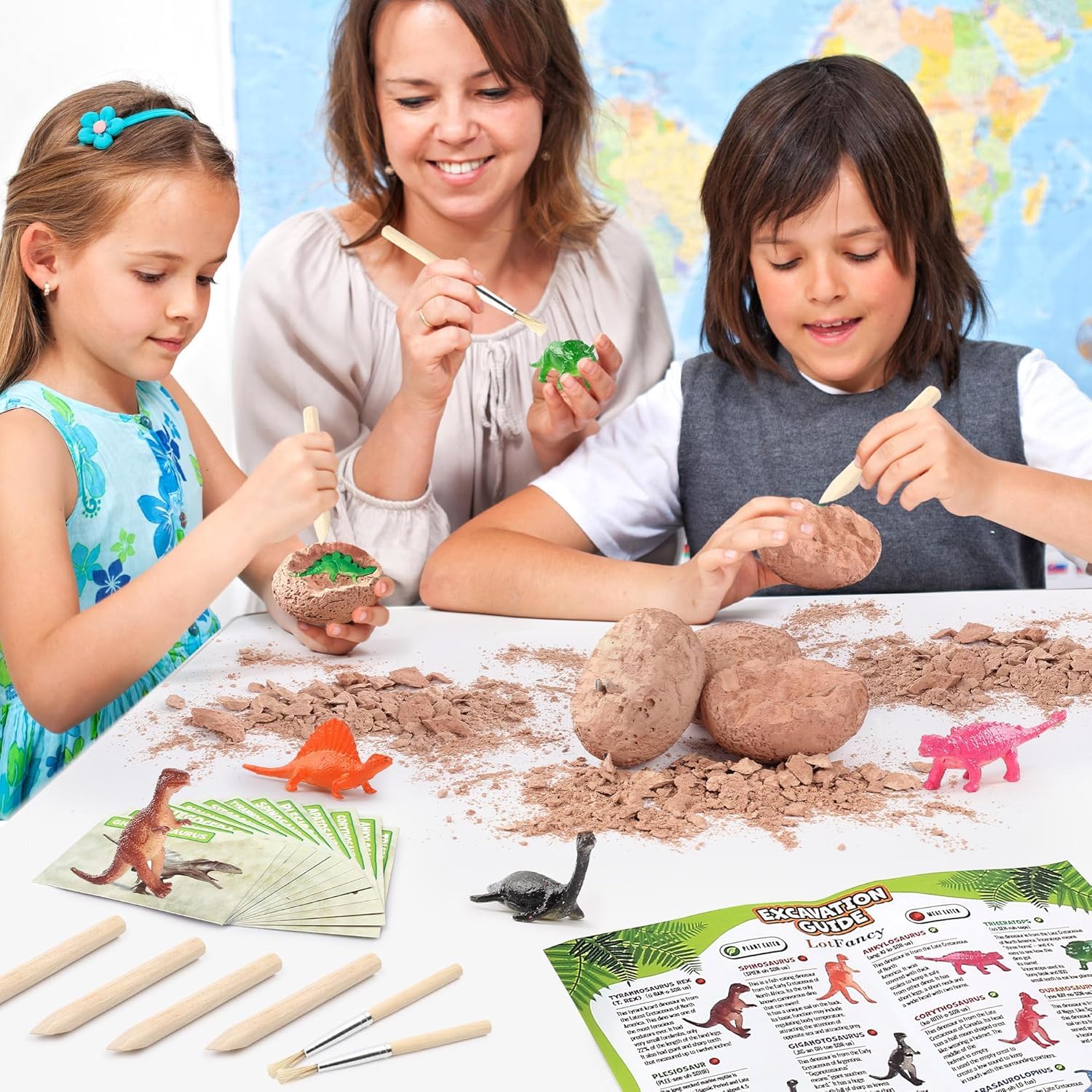 LotFancy Kit Scavo Dinosauri per Bambini, 12 Uova Dinosauro da Scavare, Archeologia Set, Regalo Educativo per Bambini e Bambine dai 6 Anni