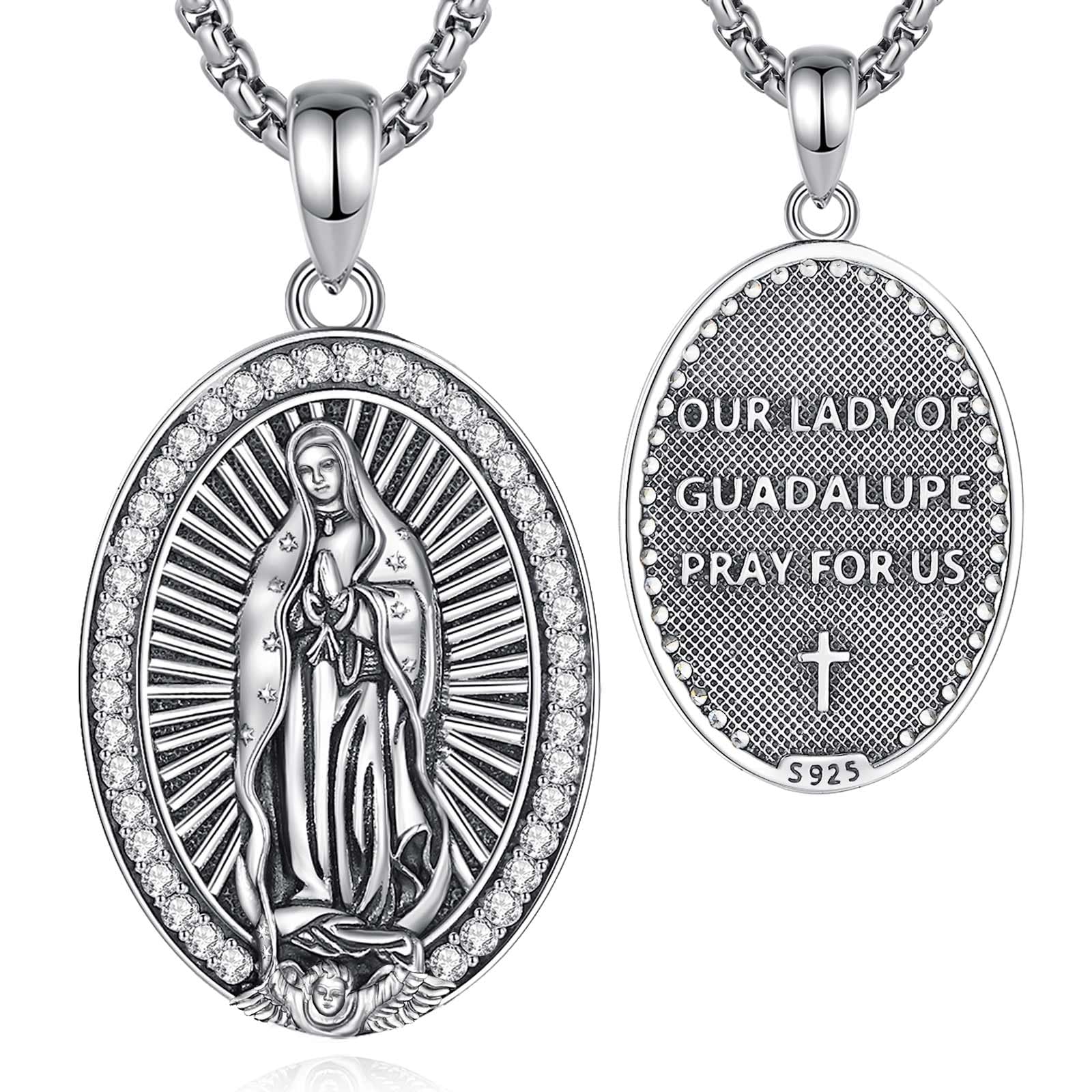 INFUSEU 925 Sterling Silver Religious Protection Medal for Men Women Meaningful Christian Catholic Jewelry