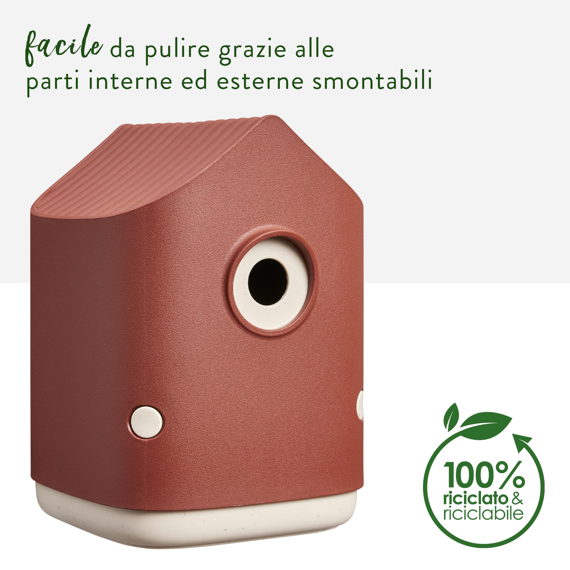 Elho Cosy Bird House 18cm - Casetta Uccellini da Esterno - Per Oltre 11 Specie - 100% Plastica Riciclata - L17.6 x B18 x H23 cm - Rosso/Rosso Toscano