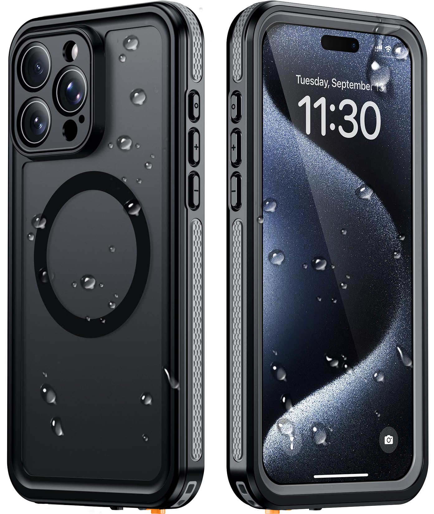 Temdan Designed for iPhone 15 Pro Max Case Waterproof, Black
