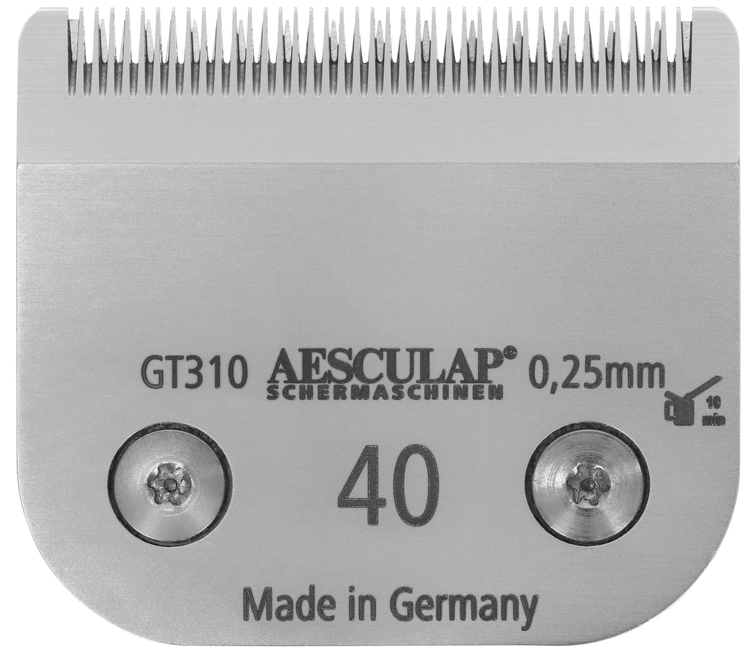 Aesculap Testina SnapOn, Lama per tosatura, Misura 40, Acciaio al carbonio, Altezza di taglio 0,25mm, Larghezza di tosatura 40mm, per tutte le macchine SnapOn, Made in Germany