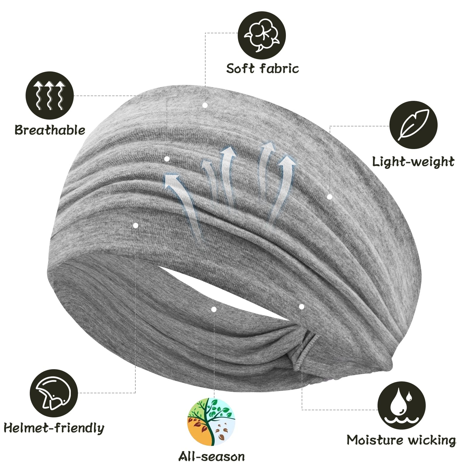 S&N Remille Diademas anchas bohemias para mujer, extra grande, turbante, diadema para el pelo, accesorios de nudo trenzado, paquete de 3