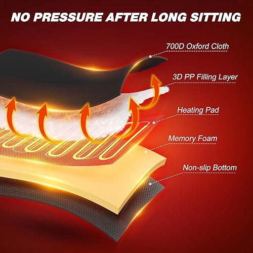 Miniatura 8 de Asientos de estadio con calefacción para gradas con respaldo y cojín, control de 3 temperaturas y temporizador, sillas de estadio cómodas, asiento