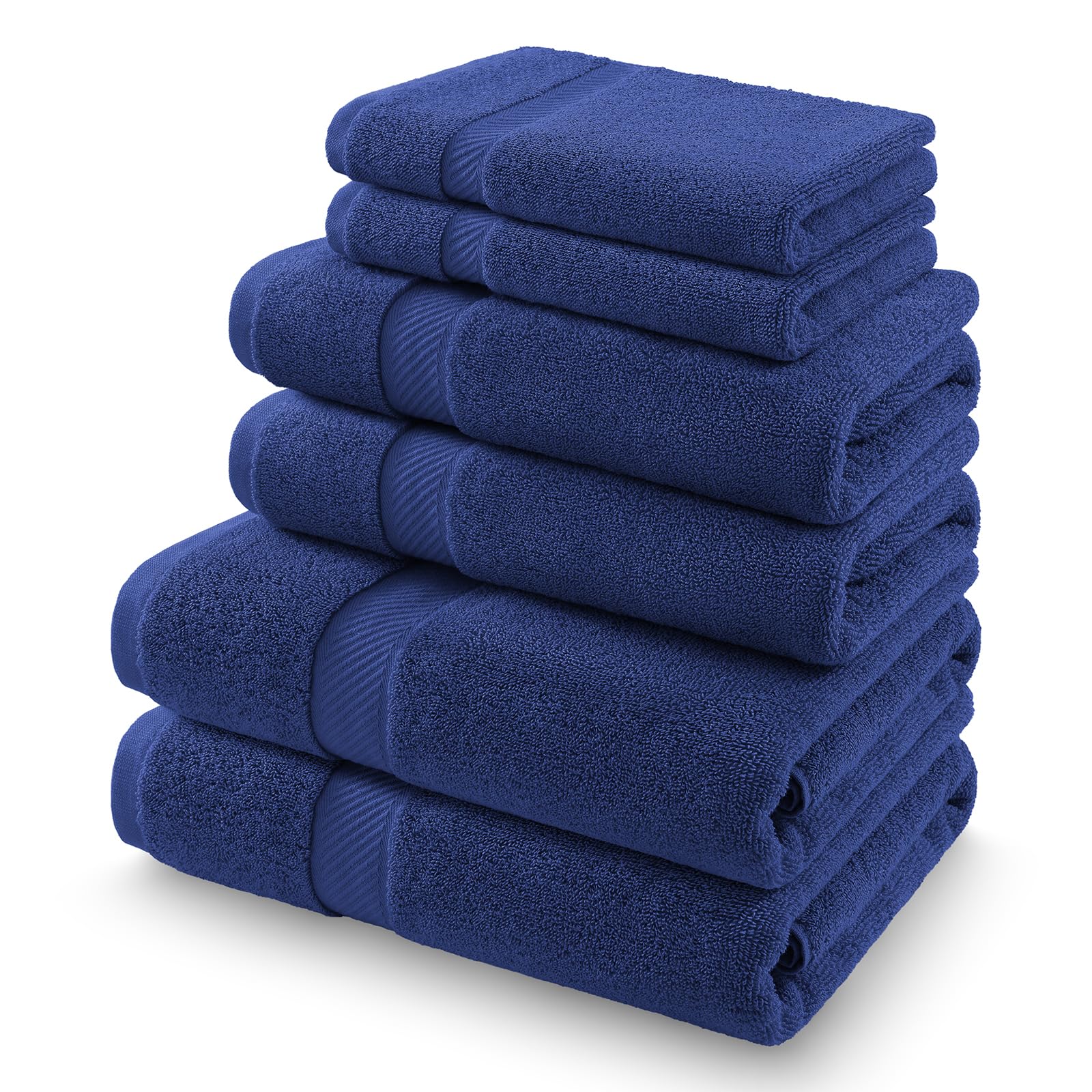 Homaxy Handtücher Set 6er-Pack, Marineblau | 2 Badetücher 70x140 cm+ 2 Handtücher 50x100 cm+ 2 Gästetücher 30x50 cm| 100% Baumwolle, 500g/m², OEKO-TEX Zertifiziert