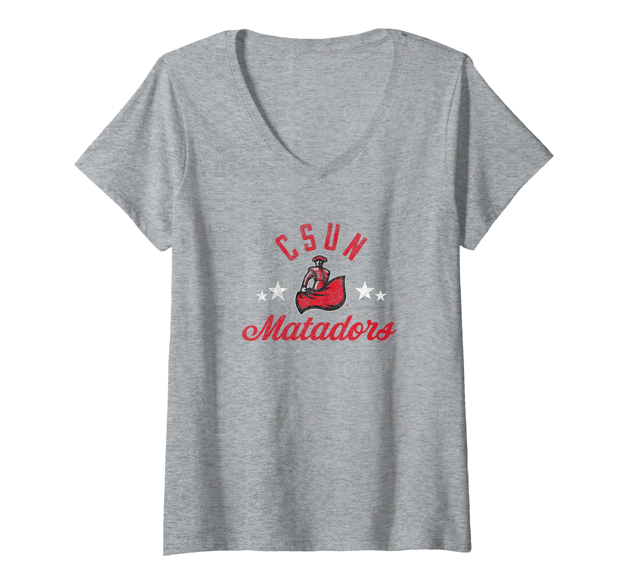 Womens Cal State Northridge CSUN Matadors Logo V-Neck T-Shirt
