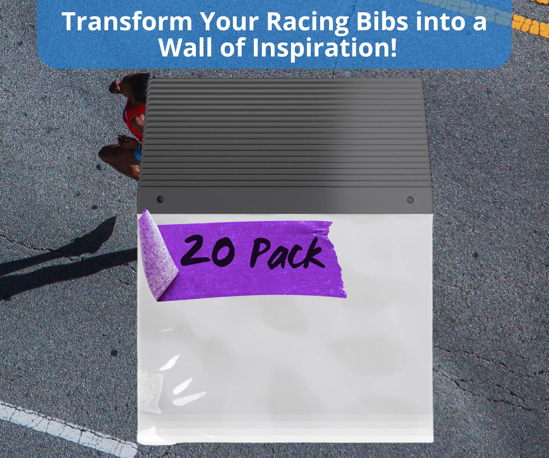 BLAUBECK Race Bib Vinyl Holder 20 Pack, Clear Bib Boards Sleeves Protector for Runners, Race Bib Display, Marathon Bib Display, Running Bib Holder(20 Extra Bib Sleeves)