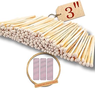 100-3" White Matches | Choose from 2", 3", 4", 5", 8" Wooden Safety Matches or Matchbox | Refill or Replacement Match for Candle Gift Set or Wedding Favors | Strikers Included (3")