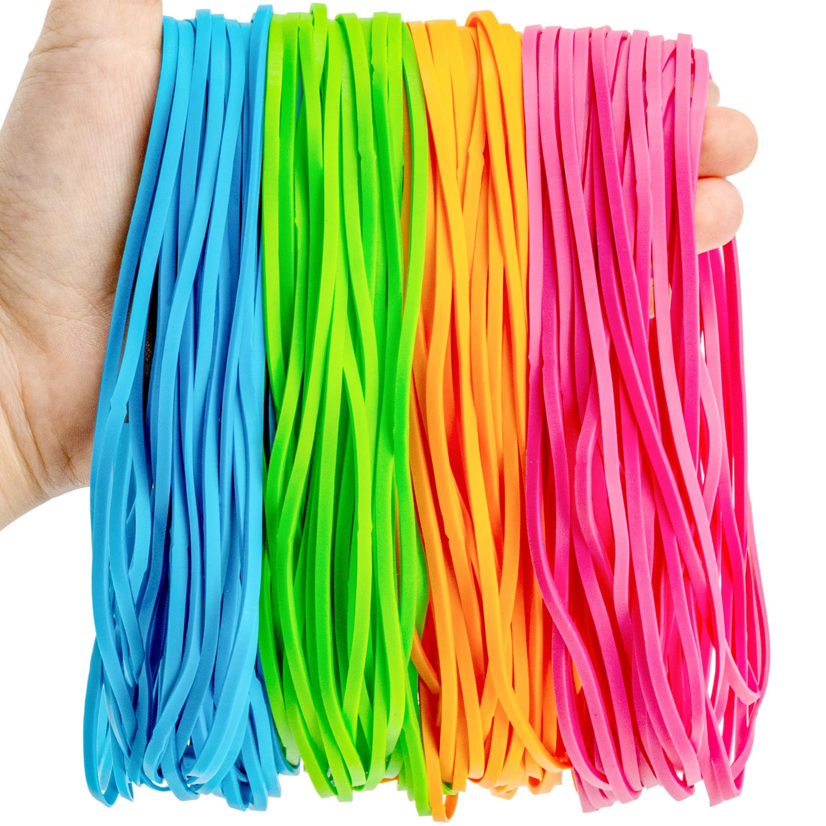Large Rubber Bands Heavy Duty- 120PCS Colored 7" Elastic Band, Office Supplies, Extra Large, Bulk Set, Assorted Colors, Ideal for Tie Dye, Geoboards, Organizing Magazine, Notebook, Fixing Trash Cans