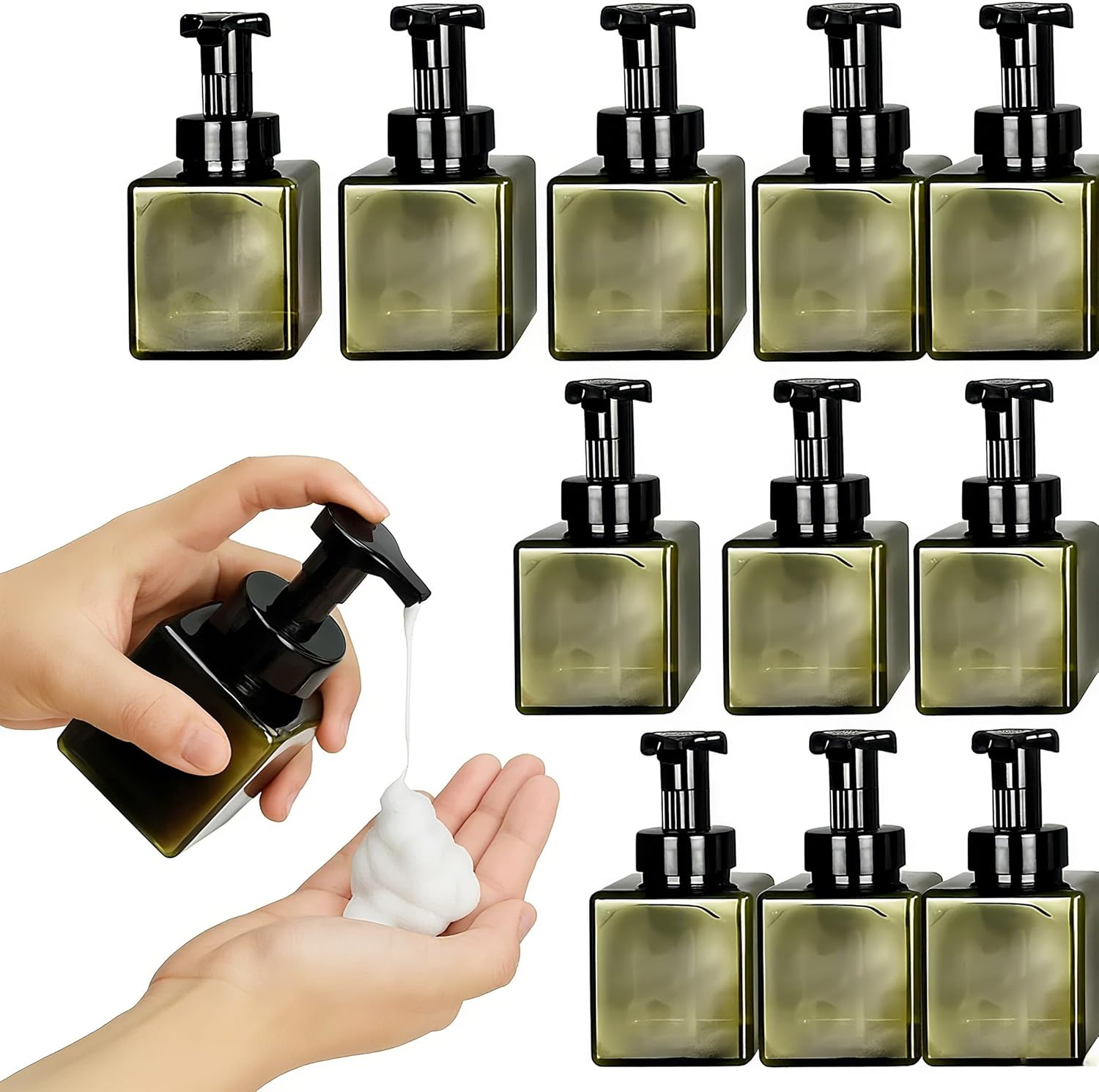 12 Piece 250ml Foam Soap Dispenser, Travel Foam Dispenser. Refillable Plastic Pump Hand Soap Bottle, Travel Essentials, Clear Container for Bathroom Vanity