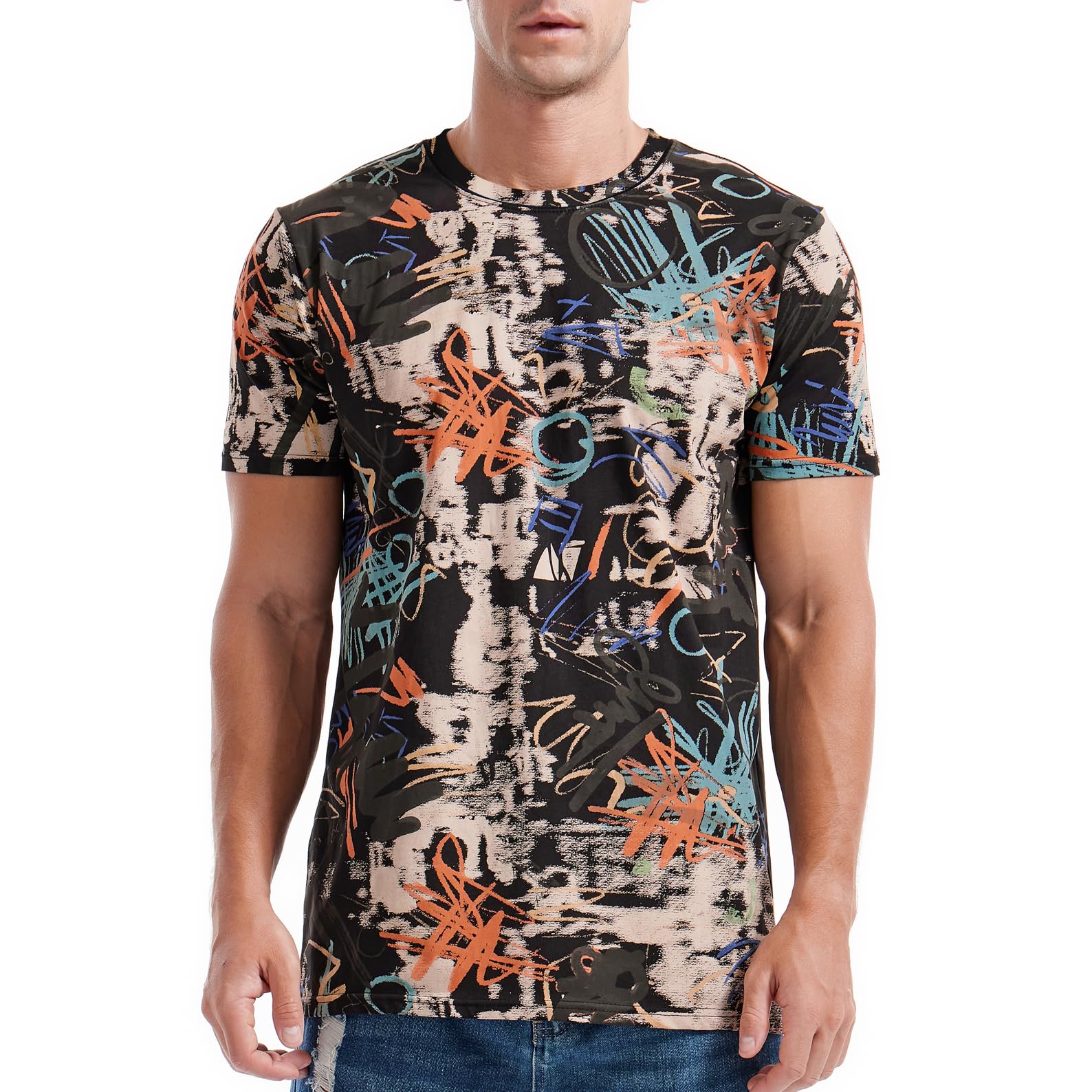 RONOMO Herren T-Shirt 95% Baumwolle 5% Spandex, Mikroelastik, Hautfreundlich