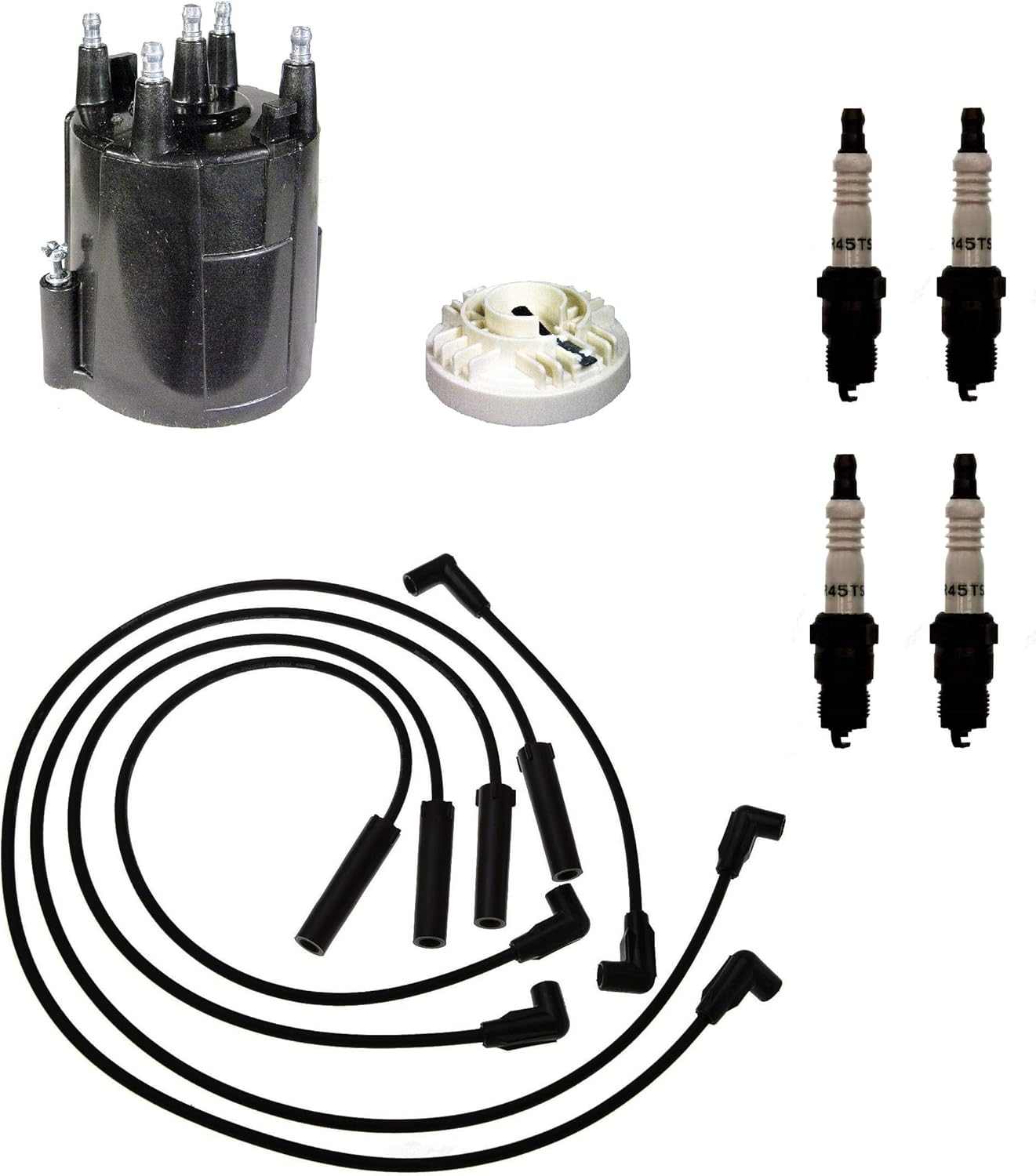 Distributor Rotor Cap Wire & Spark Plugs Kit for Chevy LLV 2.5 L4 8891 Automotive