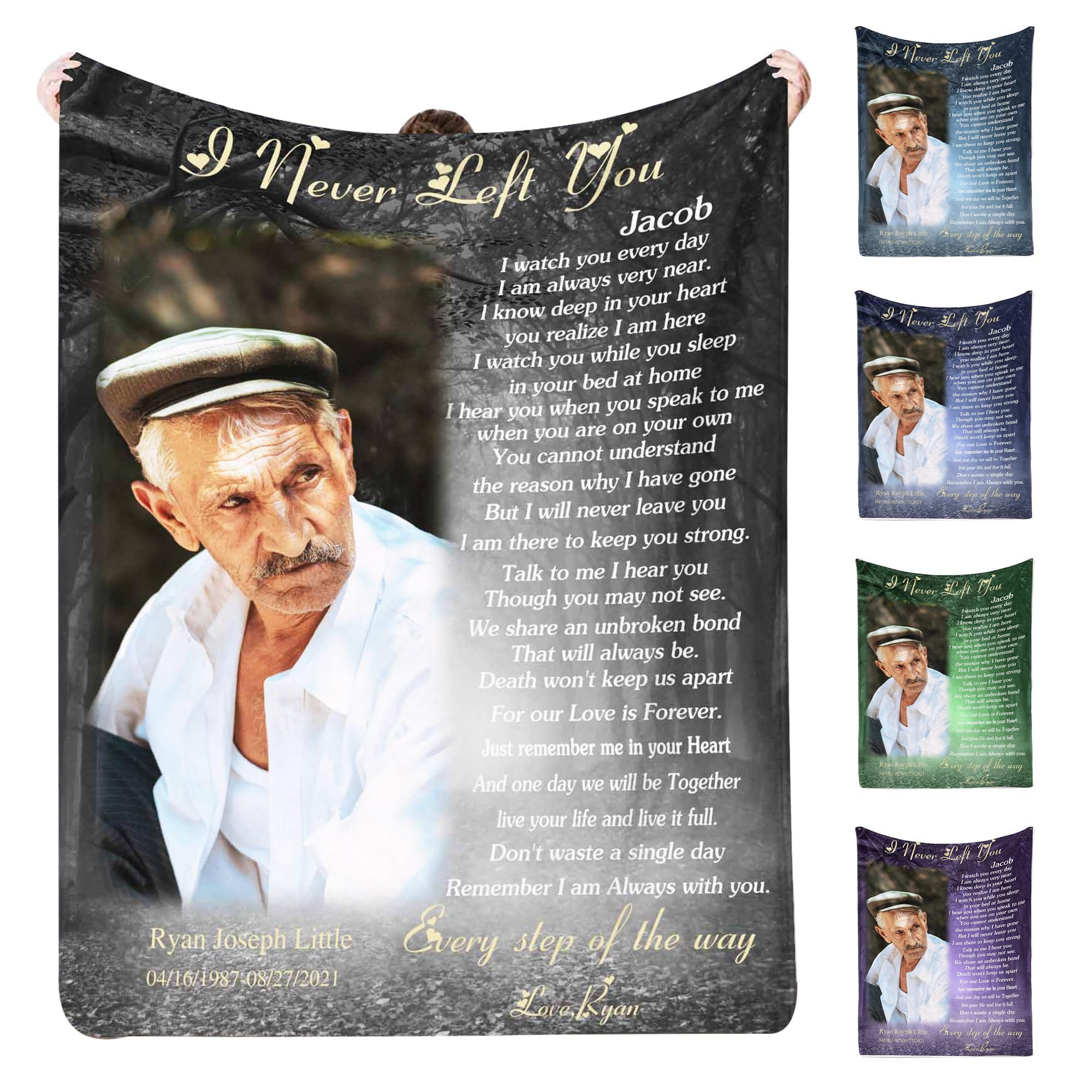 M YESCUSTOM Custom Sympathy Blanket with Picture for Loss of Loved Dad Mom Son Husband Family Friends Personalized Memorial Flannel Grief Blanket Remembrance Gift, in Loving Memory Xmas Gifts