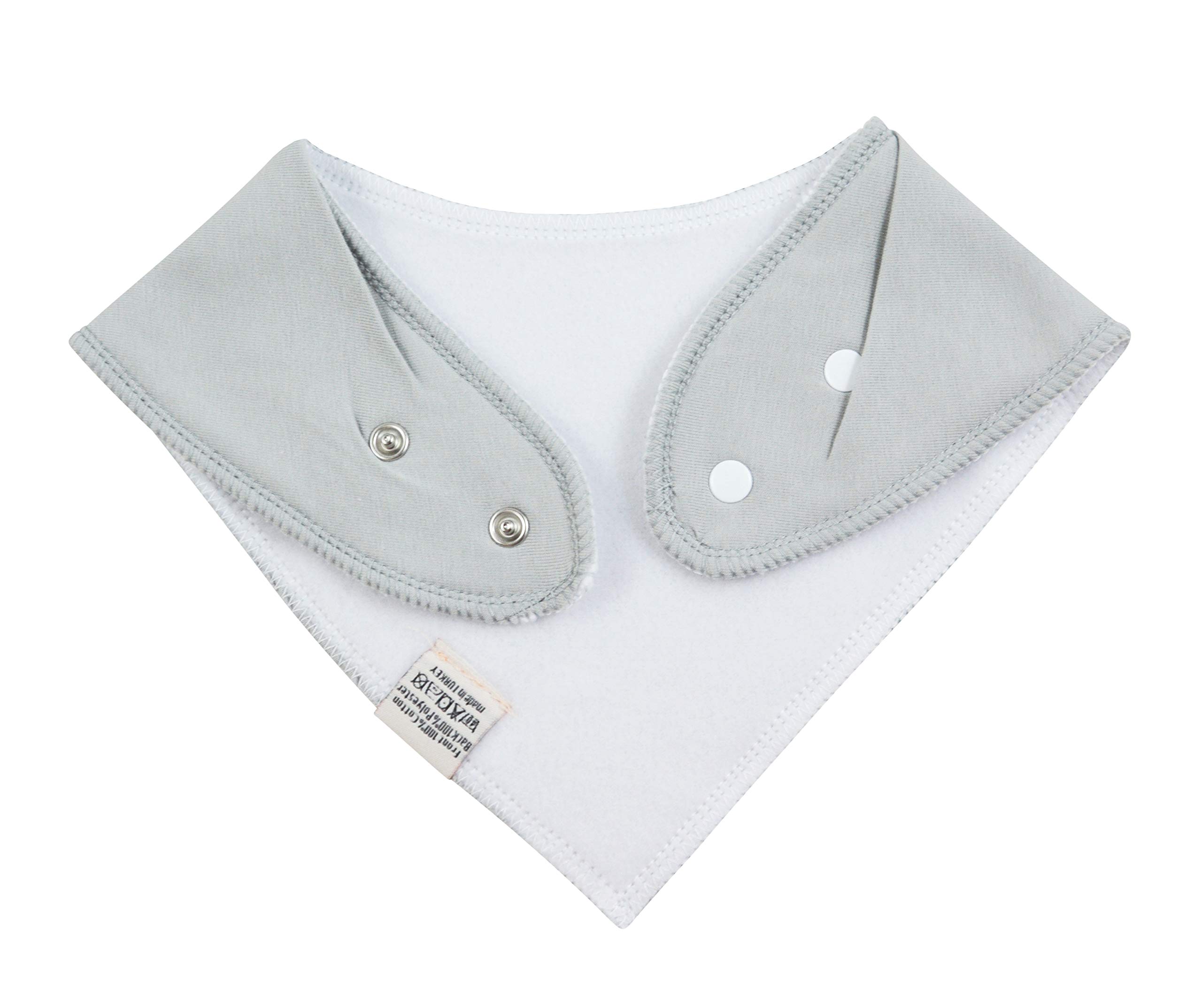 M.M.C. Set de 8 bavoirs triangulaires unis en coton avec boutons-pression réglables pour bébé garçon et fille