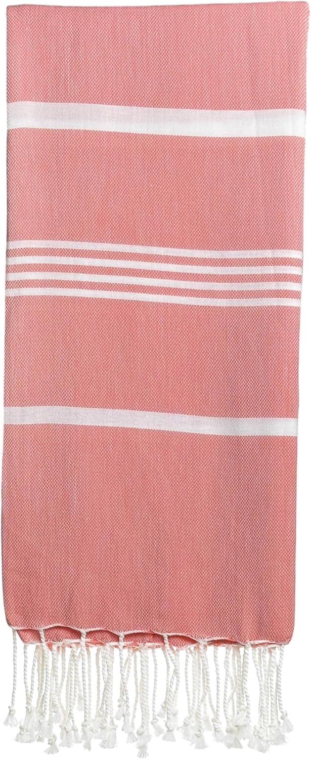 Beach Towel 100% Cotton Turkish Beach Towel Adult 38x70 Inch Pre-washed Absorbent Extra Large|Sand Free Quick Dry BathTowels|Lightweight Blanket|Travel Cruise Camping Spa Gym Yoga Towel|Coral Quartz