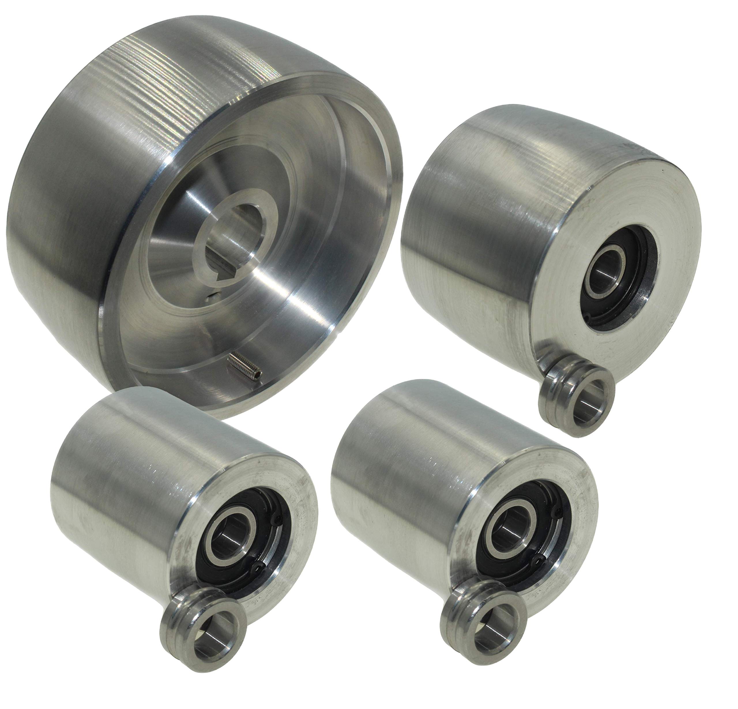 (AL5-24) CNC gefrästes Riemenschleifer Set für Messerschleifer 130 mm Antrieb-24 mm Schaft 75 mm Spur 50 mm Idler