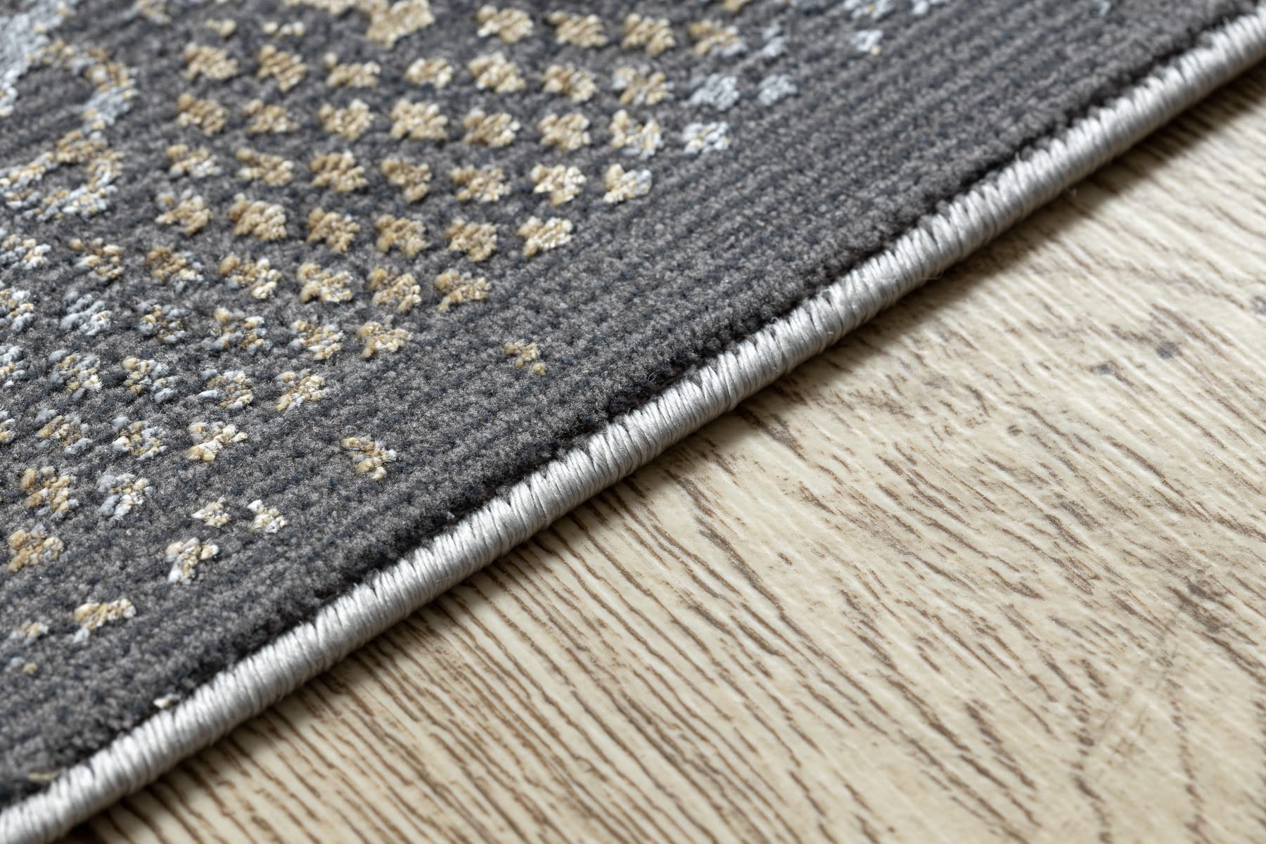 rugsx Tapis Moderne Luce Tapis Chambre, Tapis de Salon, Tapis Artistique, Chambre Ado, Cadre Vintage - Tapis structuré Gris/Moutarde 77x150 cm