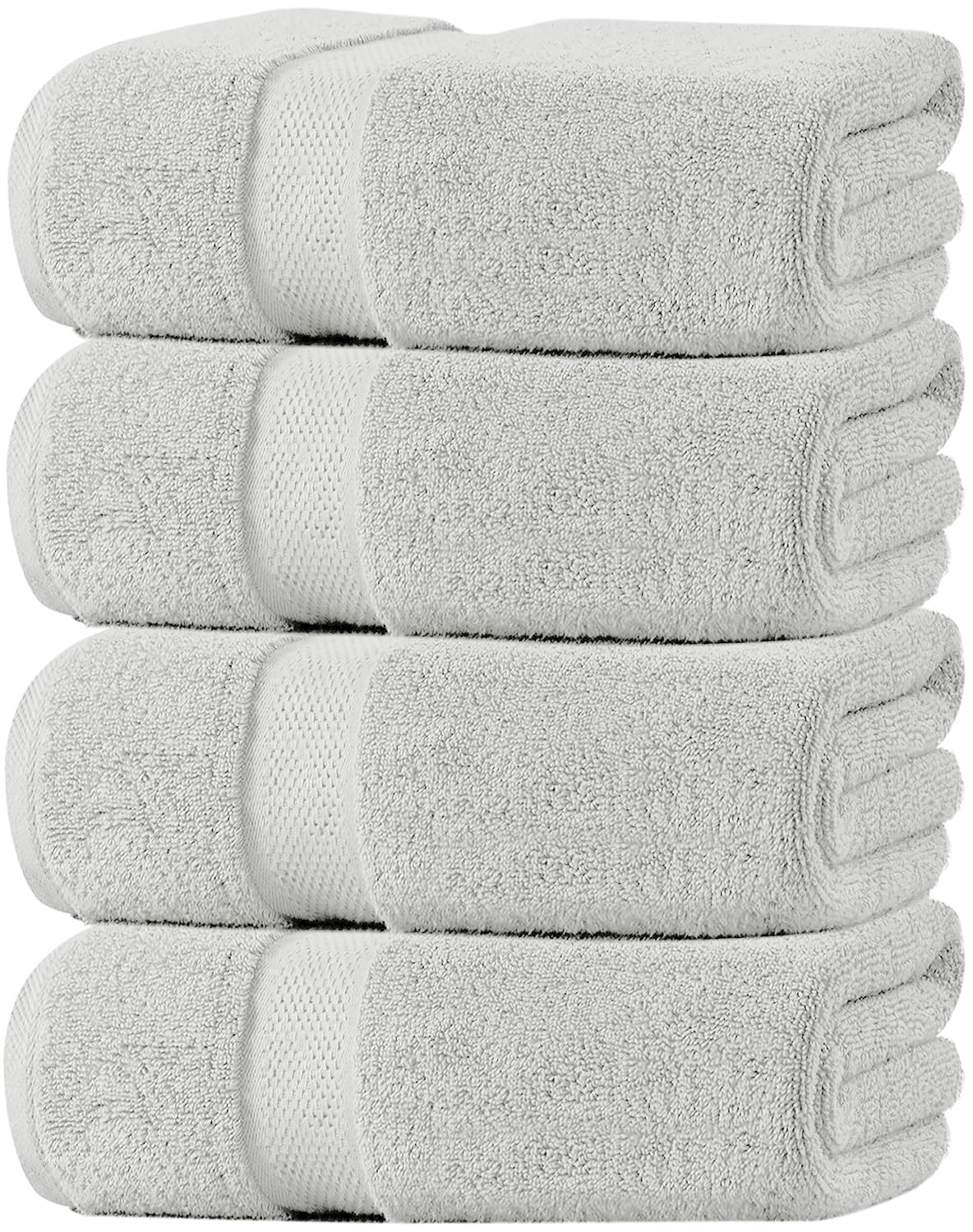 Oakias Premium Quality Silver Bath Towels – 4 Pack – 27 x 54 Inches – Highly Absorbent, 600 GSM Fluffy & Soft Luxury Bath Sheets