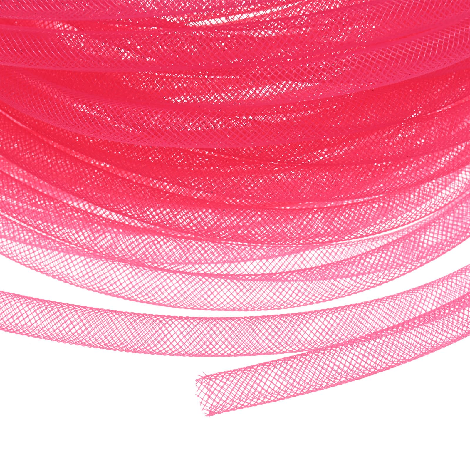 M METERXITY Mesh Tube Ribbon 25 Yards, 8mm Elastic Fabric Ribbons Mesh Tubing for Crafts/Gift Wrapping/Flower Bouquets/Wedding/Birthday/Holiday/Wreaths Christmas/Decoration[Peach]