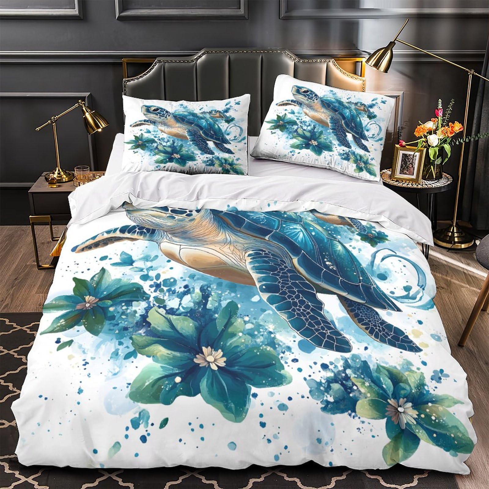 Parure de lit 3D effet Santorin en microfibre ultra douce de taille 220x240cm