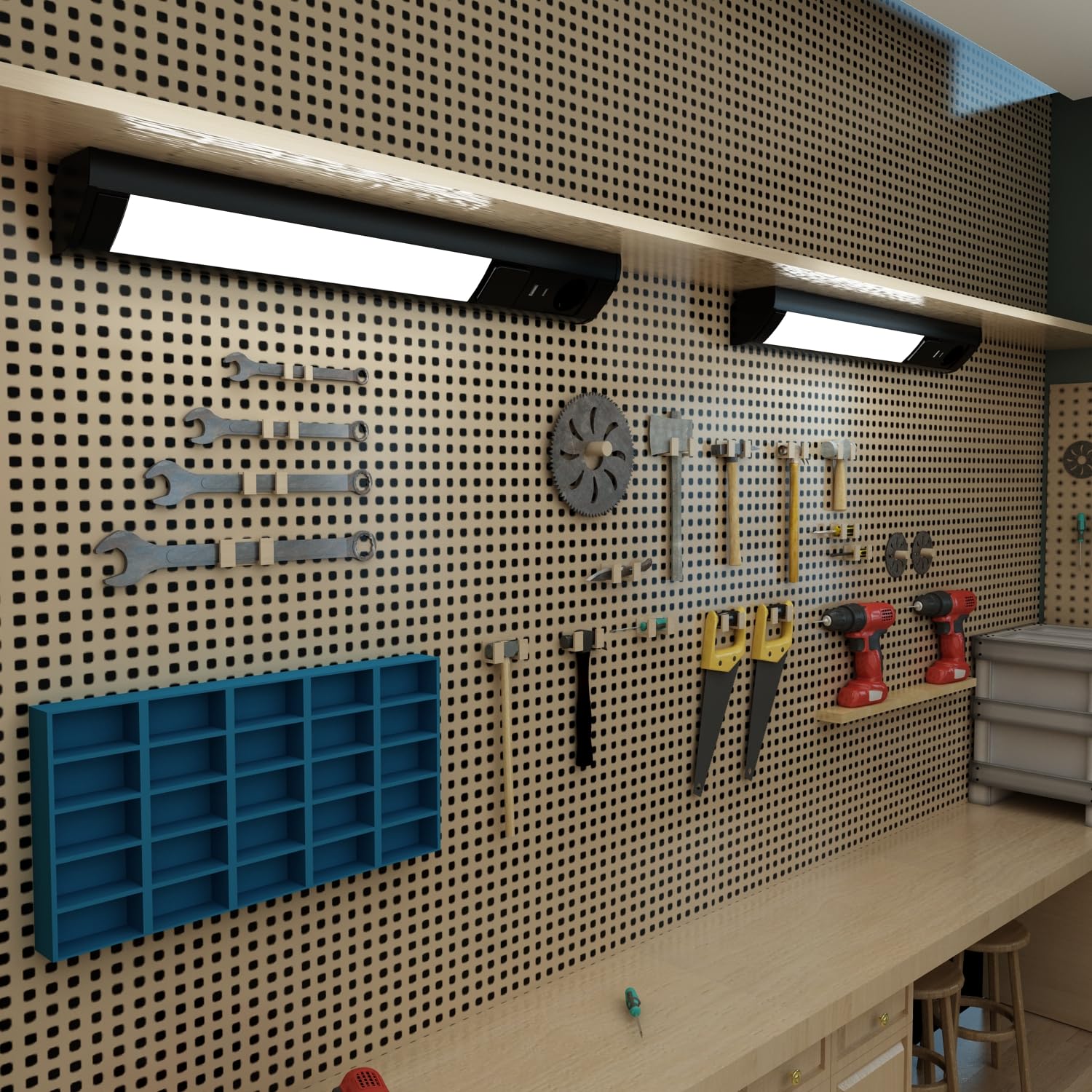 kalb I LED Unterbauleuchte mit Schalter und Steckdose, 230VAC Anschluss, 3000 Kelvin, USB-Port Typ A+C, Aluminium + ABS, IP20 schwarz