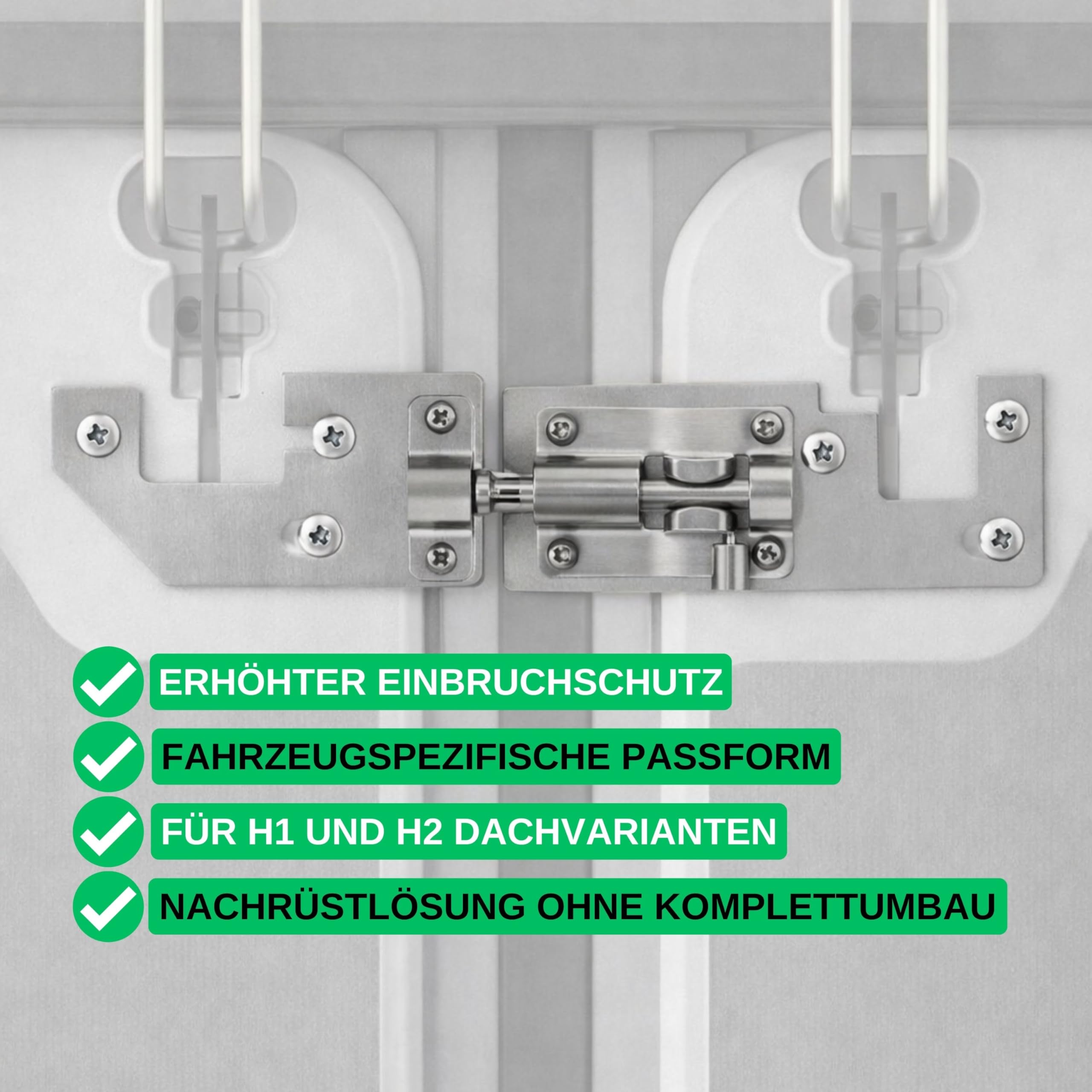 Hecktürverriegelung für H1/H2 Dach, kompatibel mit FIAT Ducato, Citroën Jumper/Relay, Peugeot Boxer, ab Baujahr 2006, Einbruchschutz Wohnmobil, Hecktür Schloss zum Nachrüsten, Prick Stop Lock