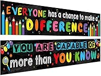 Vista 1 de Paquete de 2 carteles motivacionales para el aula, 9.5 x 61 pulgadas, cartel de mentalidad de crecimiento positivo e inspirador para preescolar