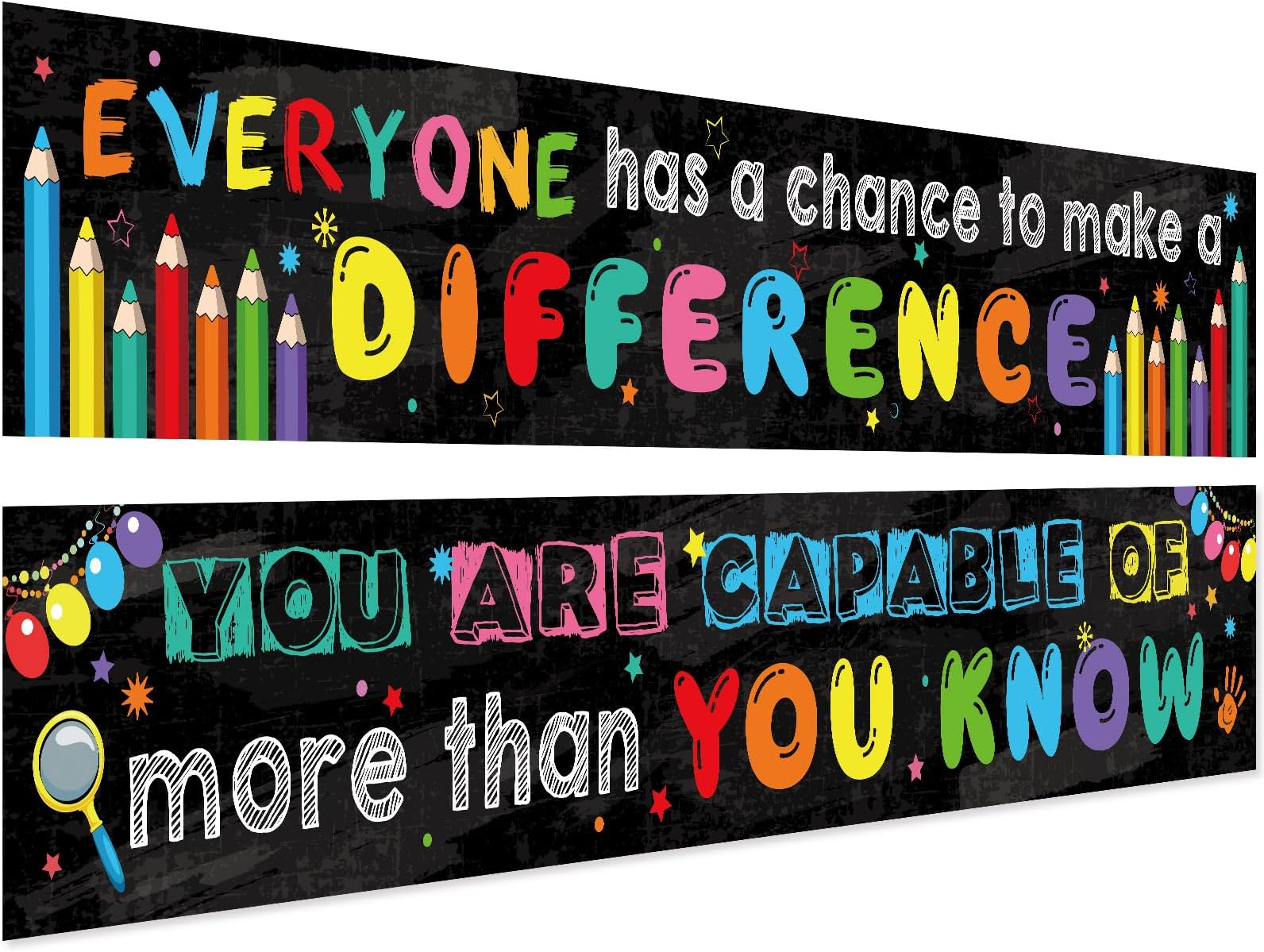 Blulu 2 Pack Motivational Classroom Banner Poster Positive Banner Inspirational Banner for Students Educational Teacher Classroom Decorations Banner with 40 Glue Points
